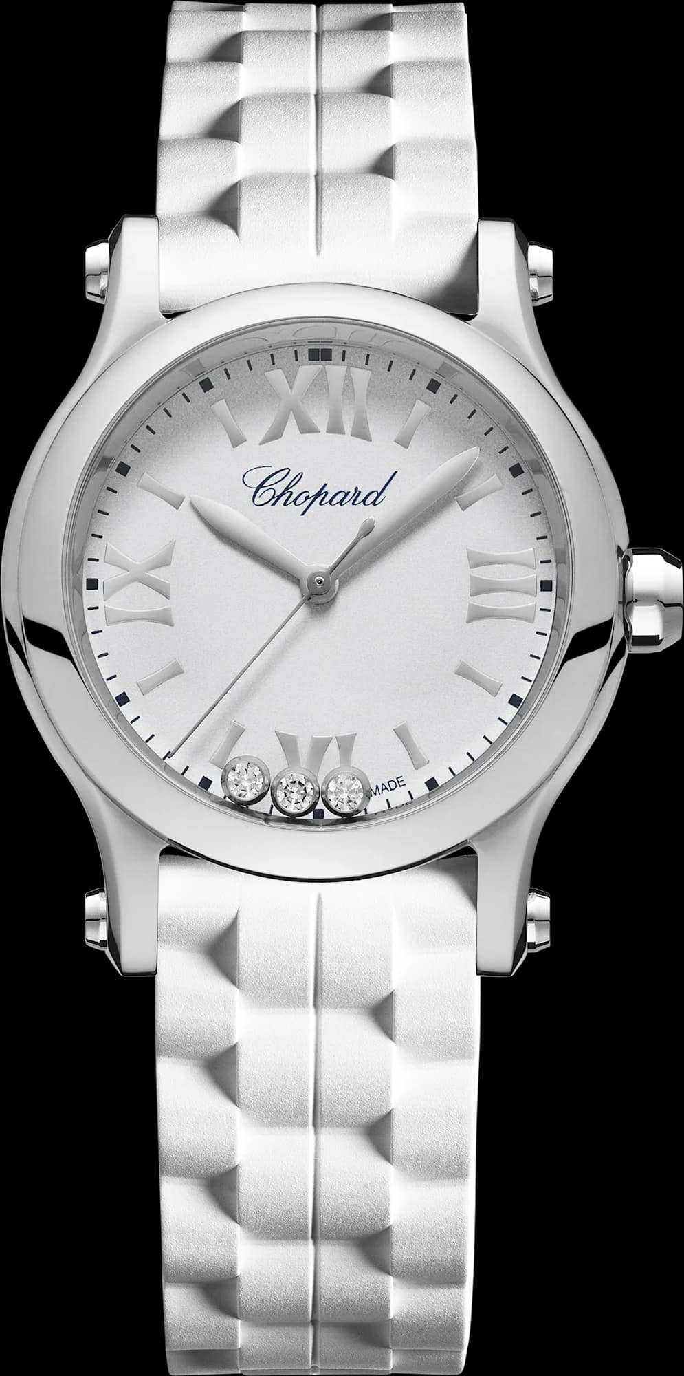 Chopard Happy Sport 30 mm – Çelik, Beyaz Kadran, Beyaz Kauçuk Kayış 1