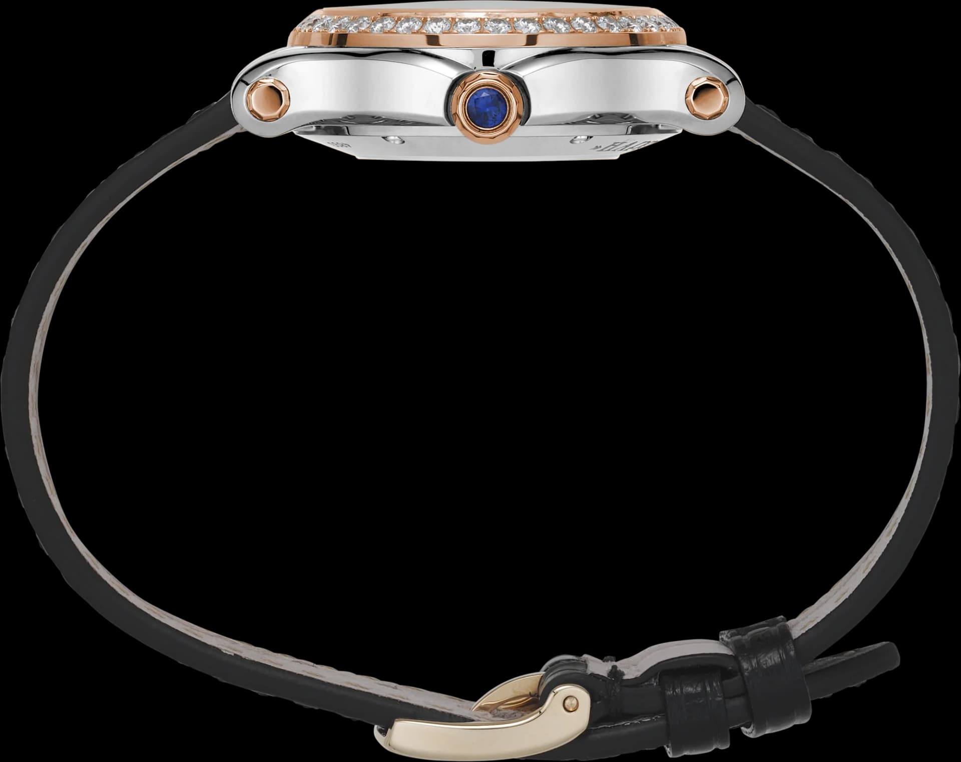 Chopard Happy Sport 30 mm – Çelik ve Pembe Altın, Gümüş Kadran, Siyah Timsah Derisi Kayış, Pırlanta Çerçeve 3