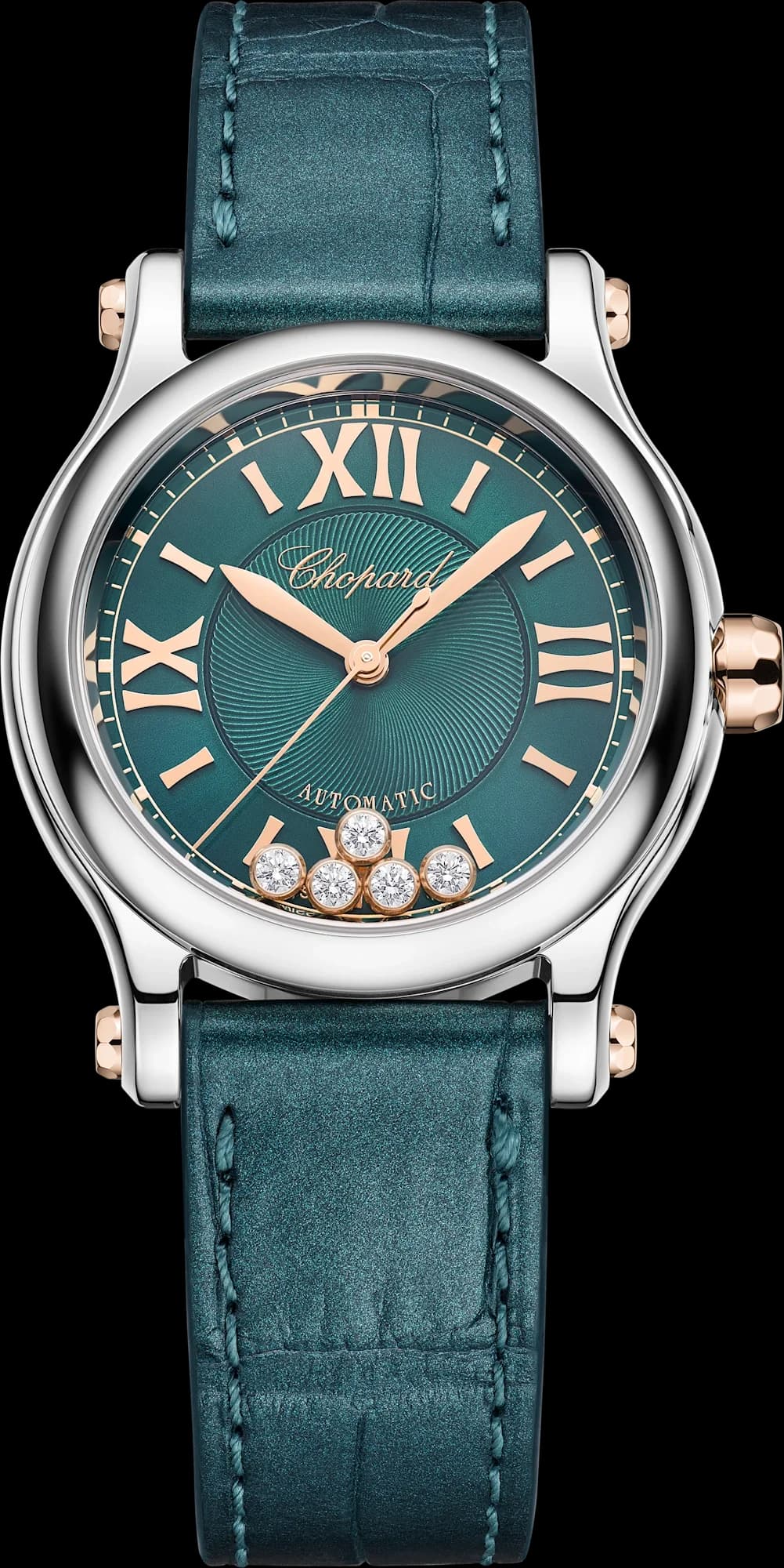 Chopard Happy Sport 30 mm – Çelik ve Pembe Altın, Petrol Yeşili Kadran 1
