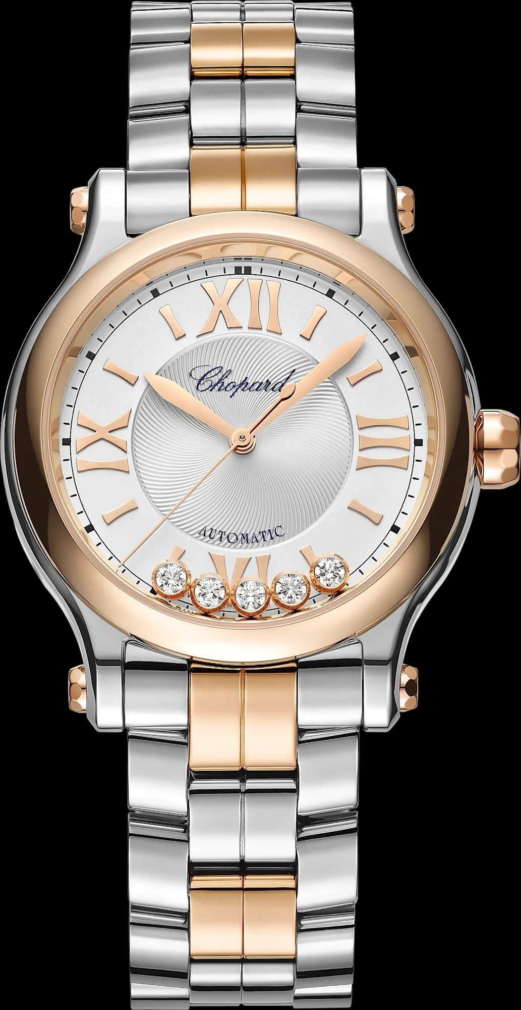 Chopard Happy Sport 33 mm – Çelik ve Pembe Altın, Gümüş Kadran, Çelik ve Altın Bilezik 1