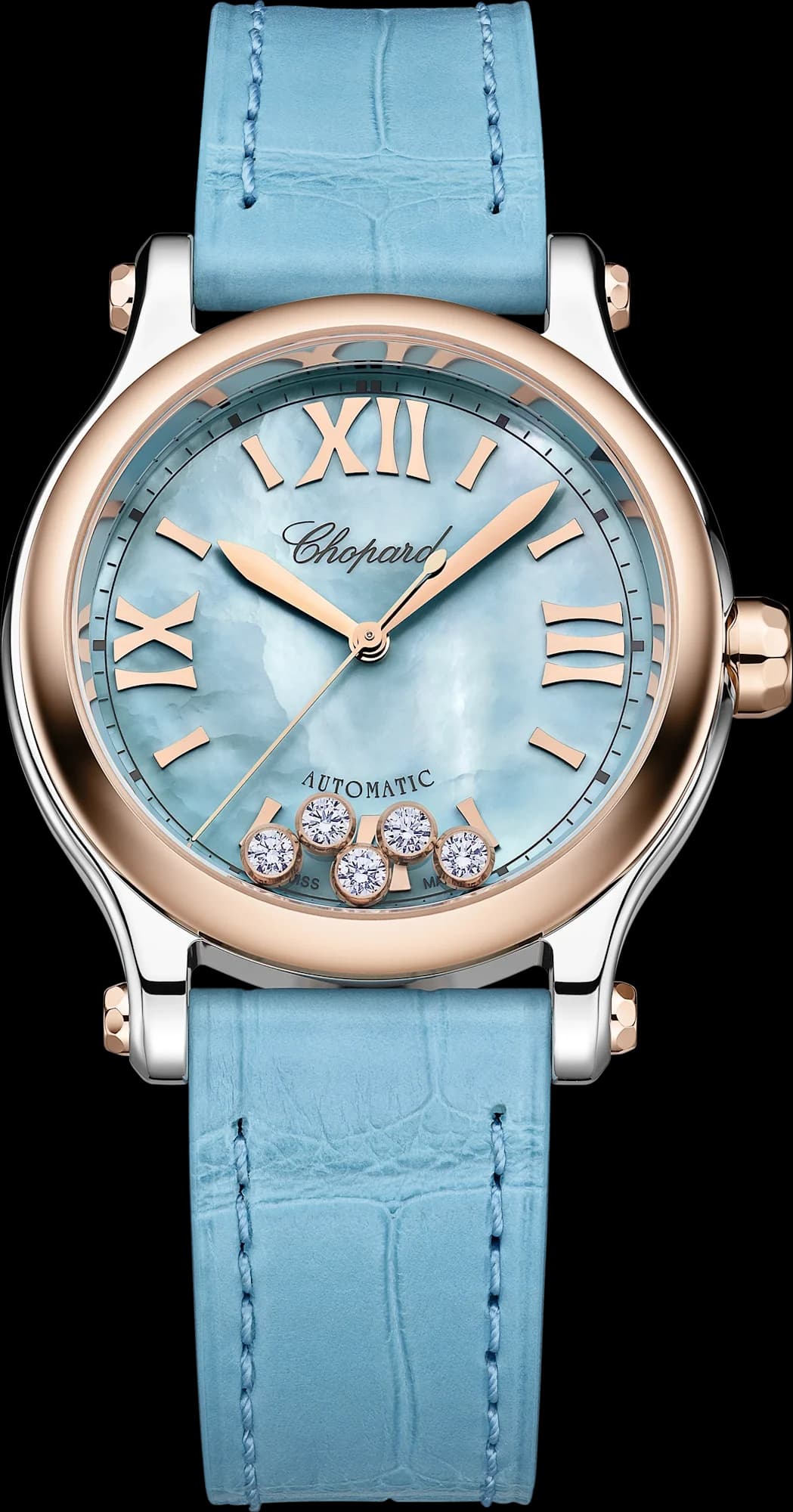 Chopard Happy Sport 33 mm – Çelik ve Pembe Altın, Turkuaz Sedef Kadran 1
