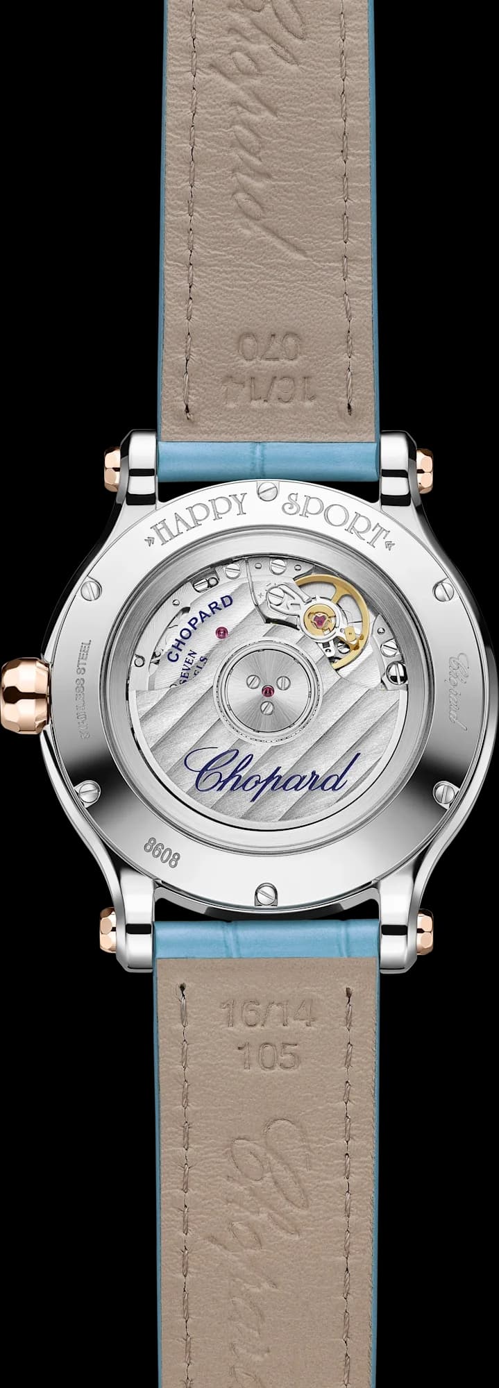 Chopard Happy Sport 33 mm – Çelik ve Pembe Altın, Turkuaz Sedef Kadran 2