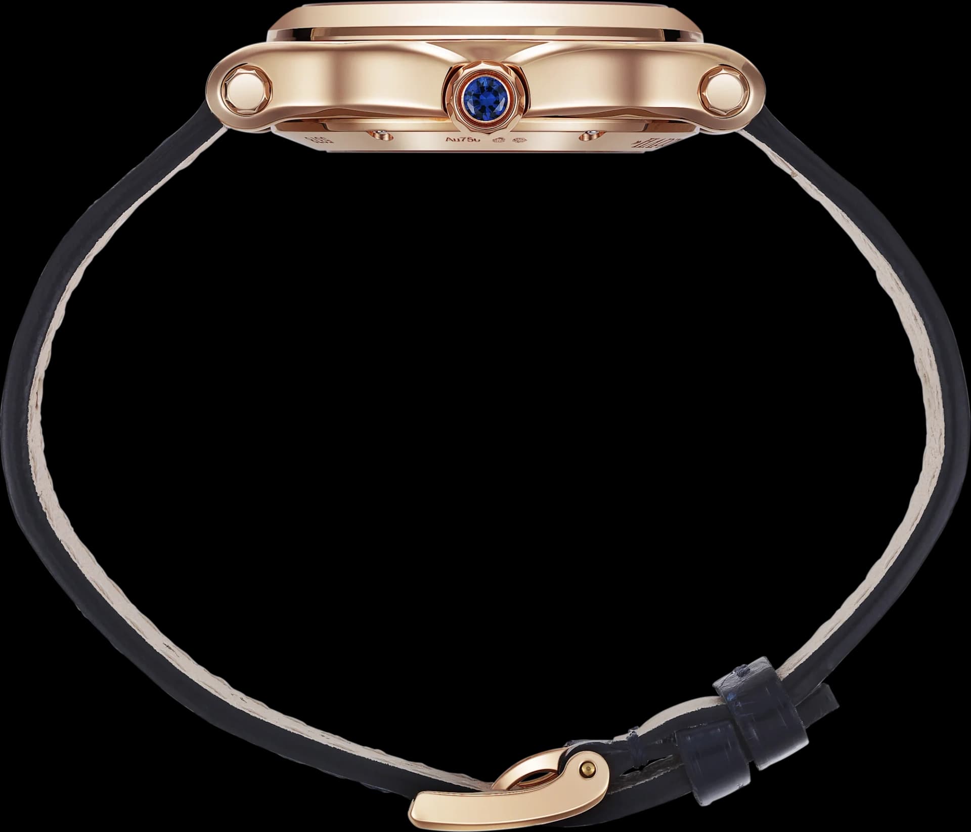 Chopard Happy Sport 33 mm – Pembe Altın, Gümüş Kadran, Mavi Timsah Derisi Kayış 3
