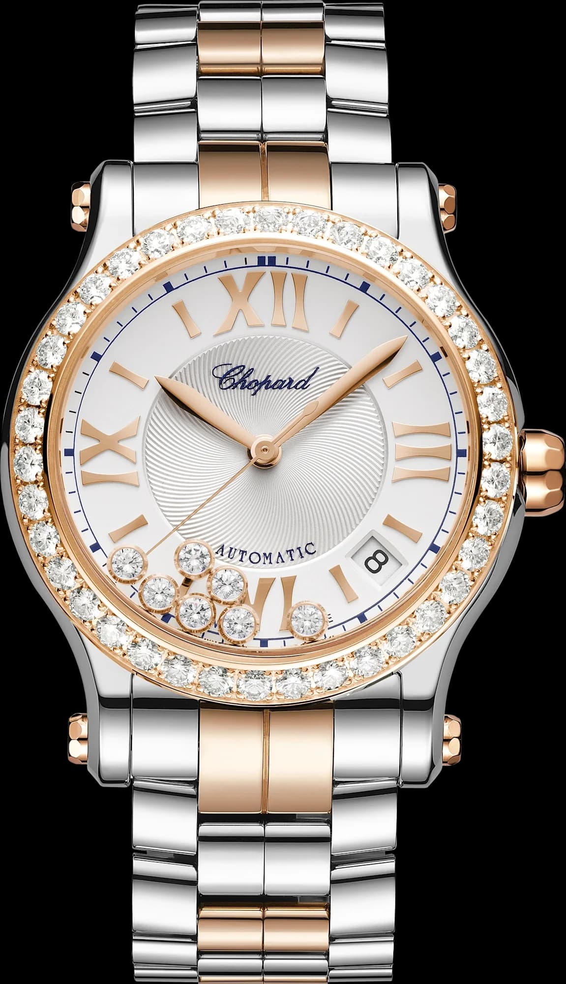 Chopard Happy Sport 36 mm – Çelik ve Pembe Altın, Gümüş Kadran, Çelik ve Altın Bilezik (278559-6025) 1