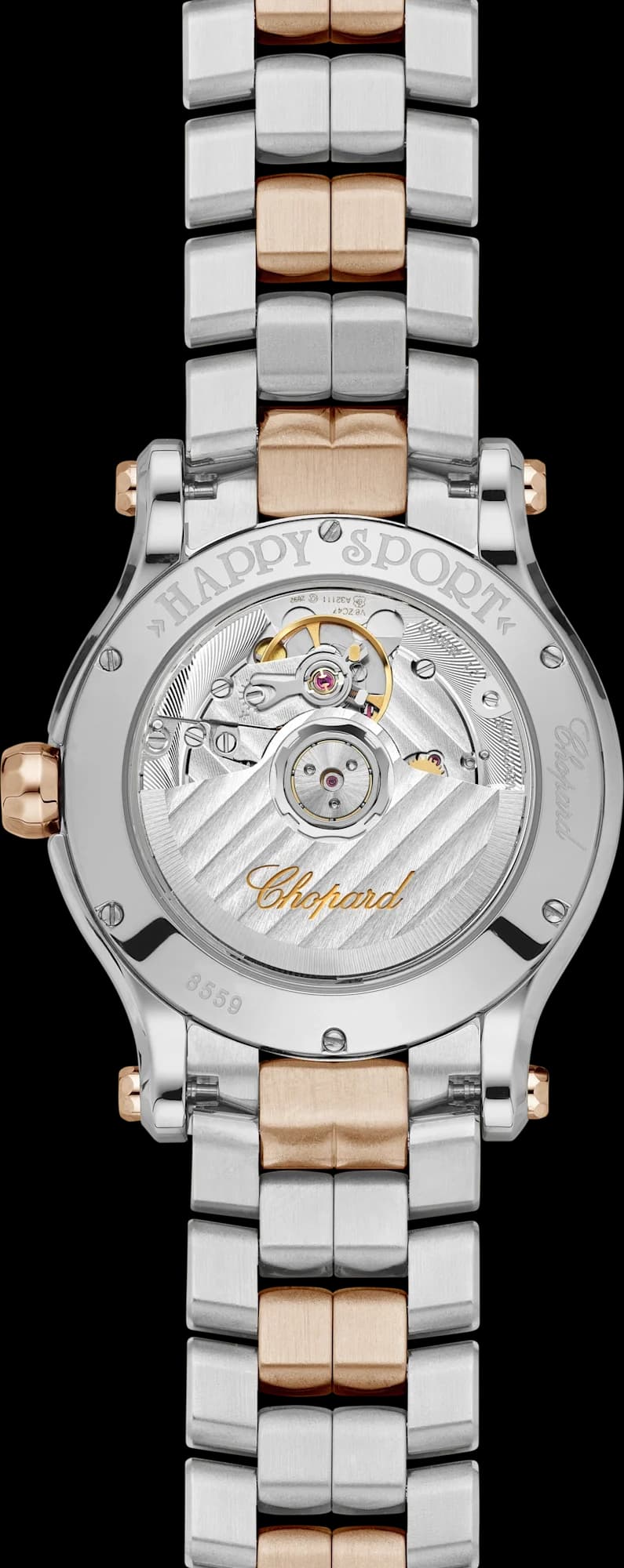 Chopard Happy Sport 36 mm – Çelik ve Pembe Altın, Gümüş Kadran, Çelik ve Altın Bilezik (278559-6025) 2