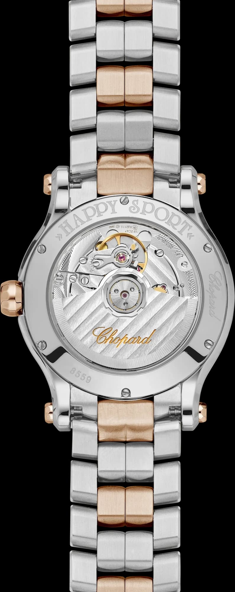 Chopard Happy Sport 36 mm – Çelik ve Pembe Altın, Gümüş Kadran, Çelik ve Altın Bilezik (278559-6026) 2