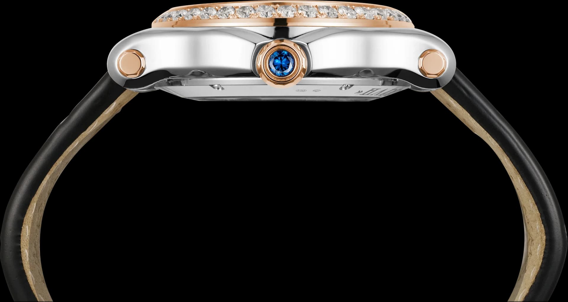 Chopard Happy Sport 36 mm – Çelik ve Pembe Altın, Gümüş Kadran, Siyah Timsah Derisi Kayış, Pırlanta Çerçeve 3