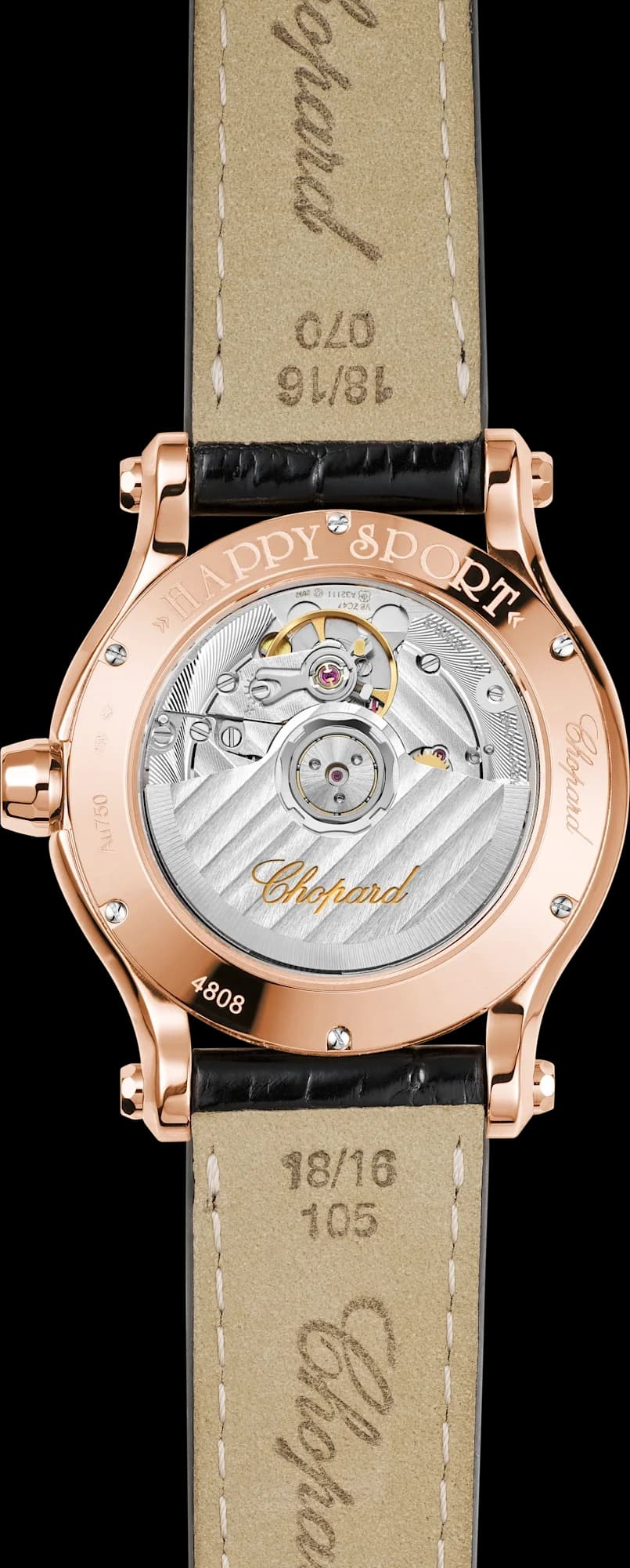 Chopard Happy Sport 36 mm – Pembe Altın, Gümüş Kadran, Pırlanta Çerçeve 2