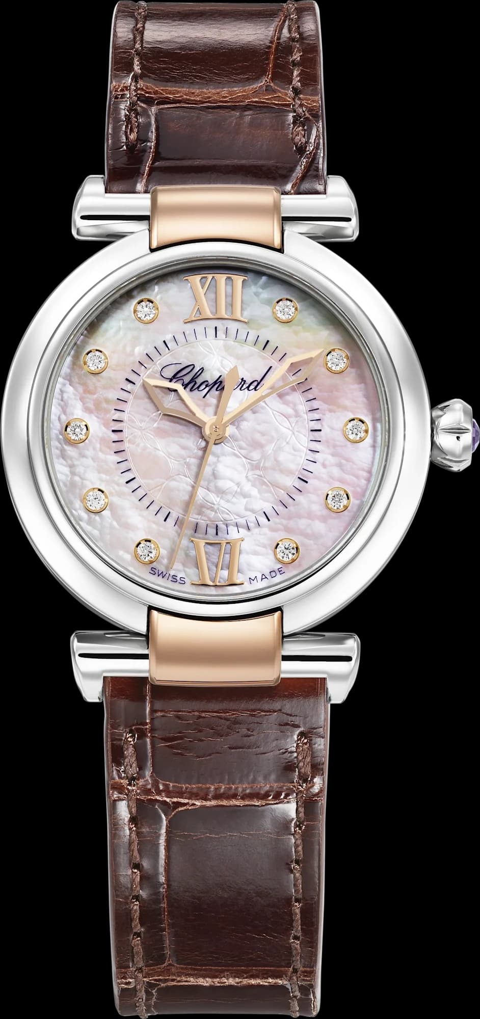 Chopard Imperiale – Çelik ve Pembe Altın, Sedef Kadran, Kahverengi Timsah Derisi Kayış 1