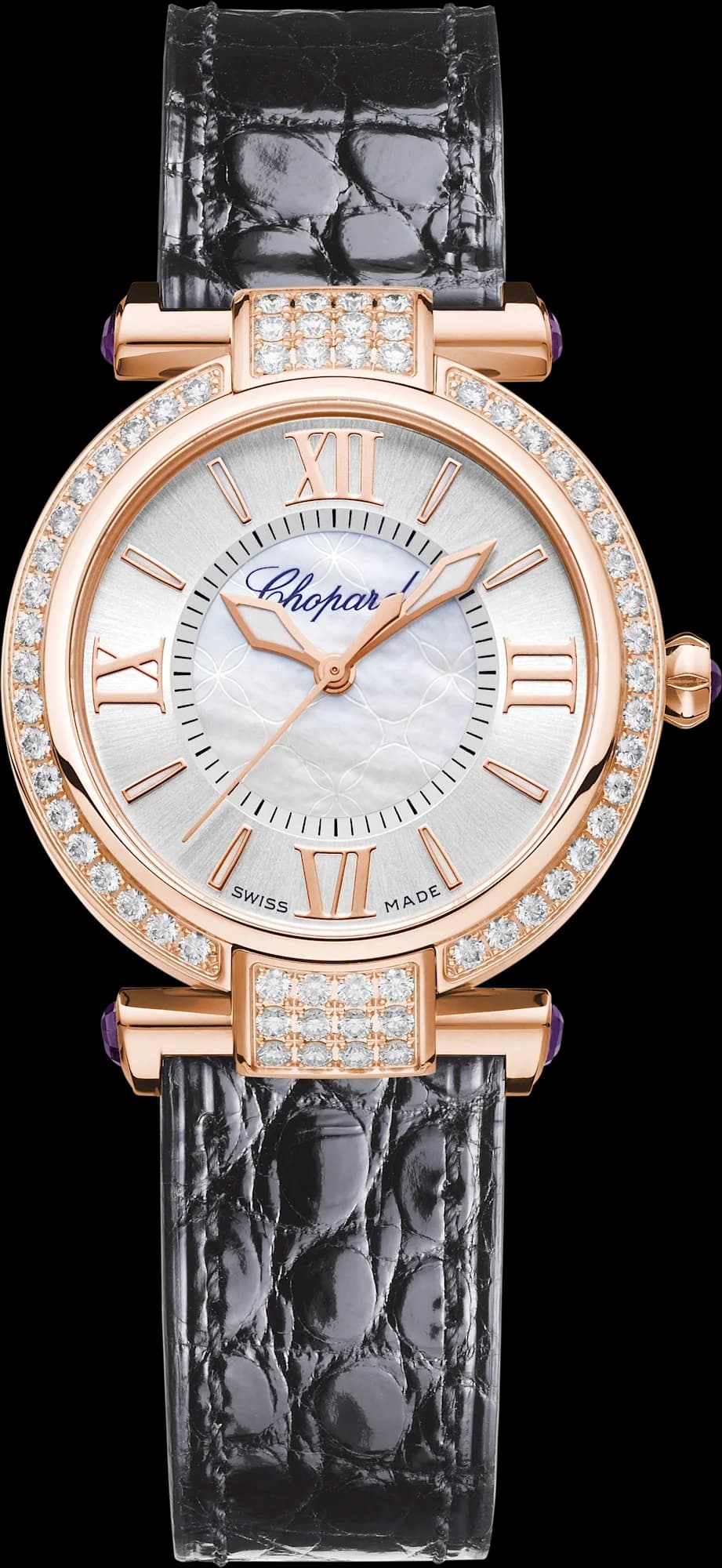 Chopard Imperiale – Pembe Altın, Sedef Kadran, Pırlantalı, Siyah Timsah Derisi Kayış 1