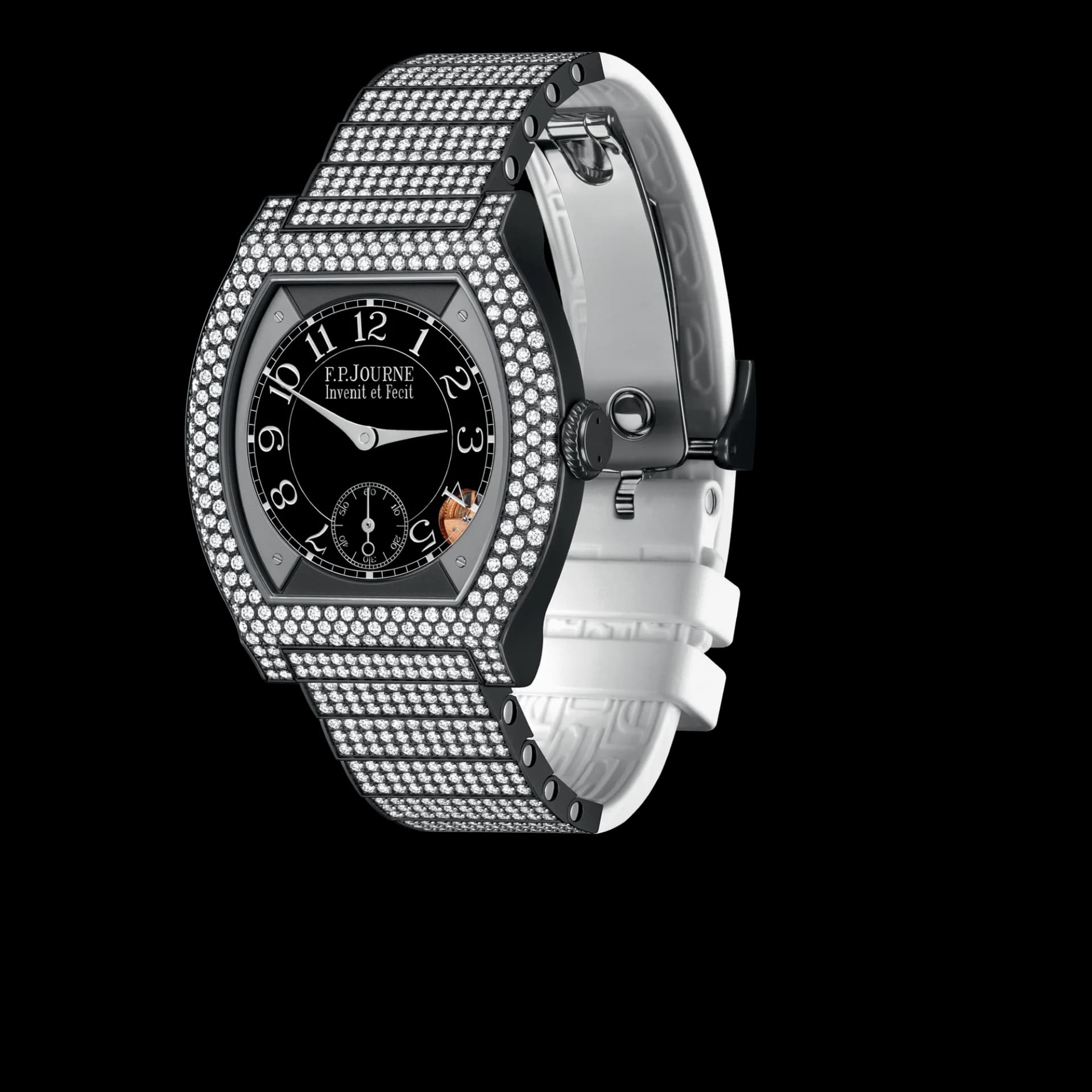 F.P. Journe Élégante 40 mm Titalyt 12 Rows of Diamonds and Set Bracelet – Beyaz Kauçuk Astar 1