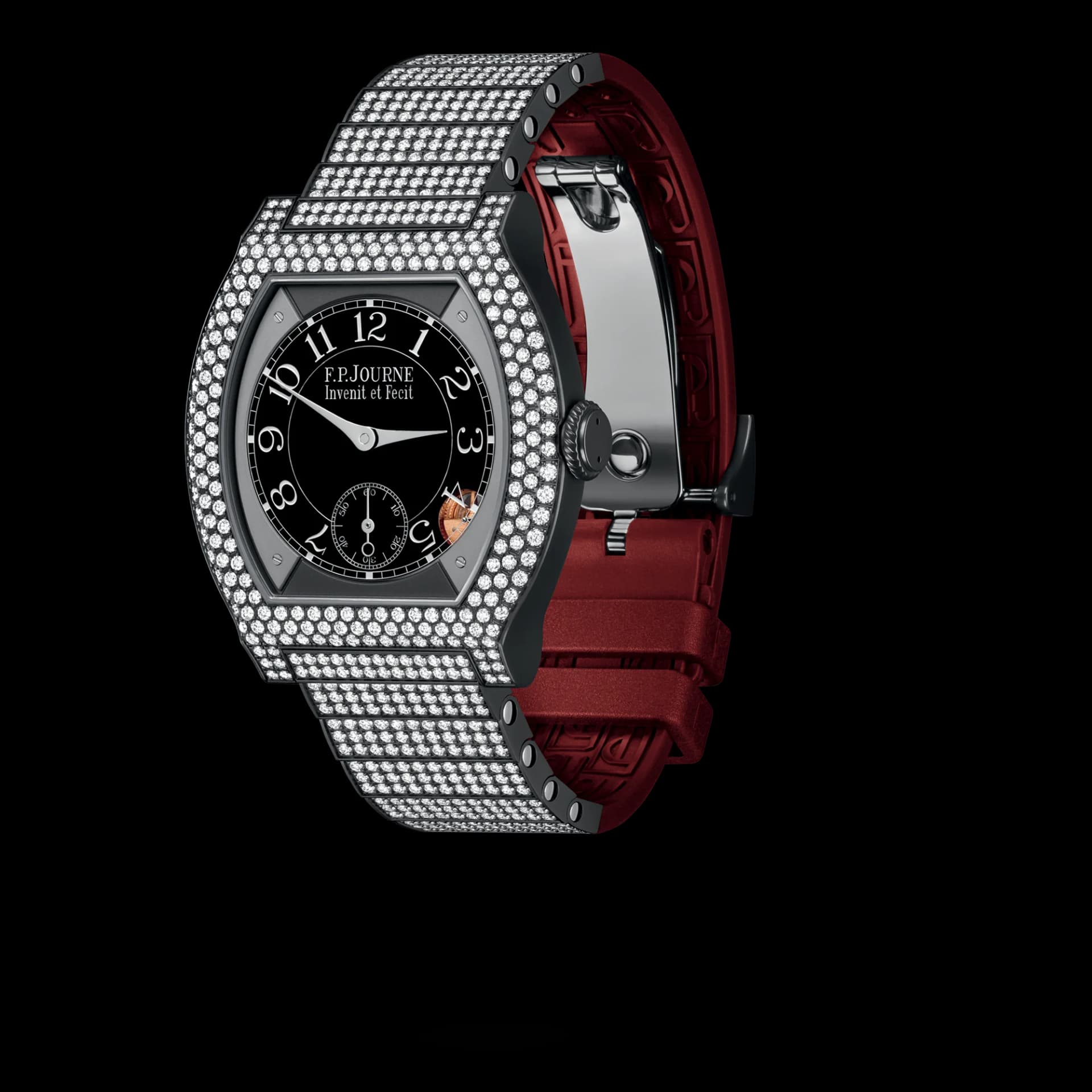 F.P. Journe Élégante 40 mm Titalyt 12 Rows of Diamonds and Set Bracelet – Bordo Kauçuk Astar 1