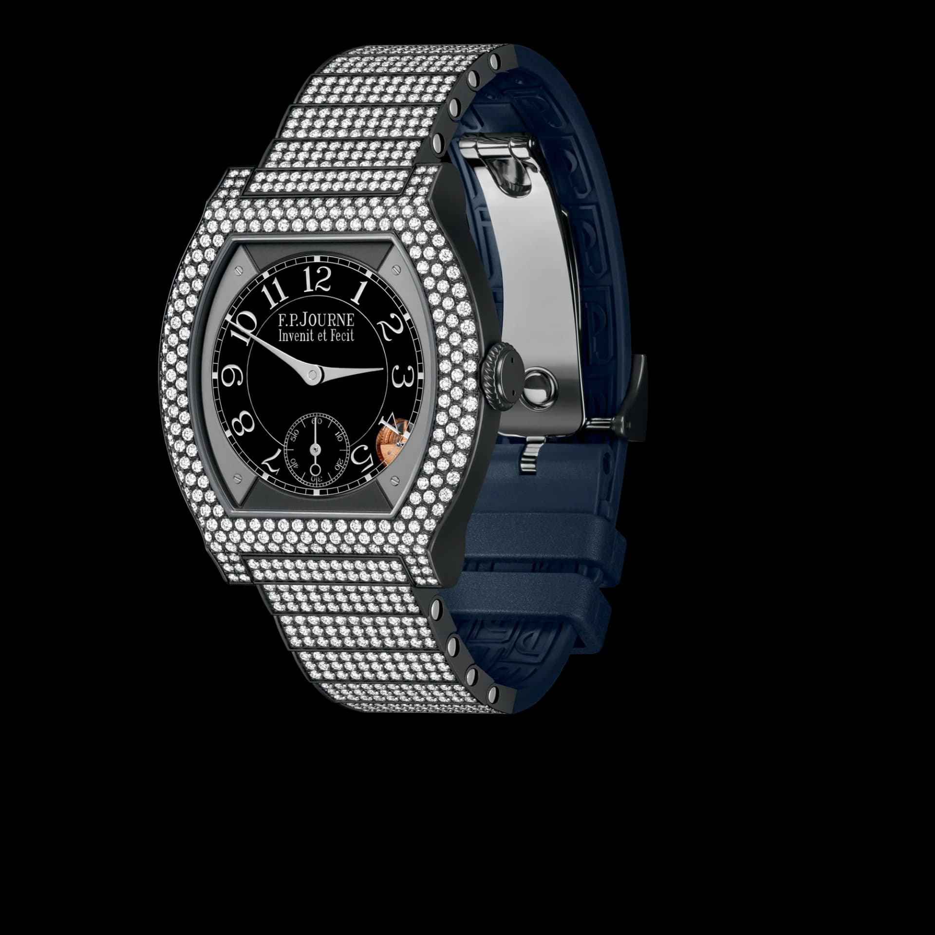 F.P. Journe Élégante 40 mm Titalyt 12 Rows of Diamonds and Set Bracelet – Gece Mavisi Kauçuk Astar 1