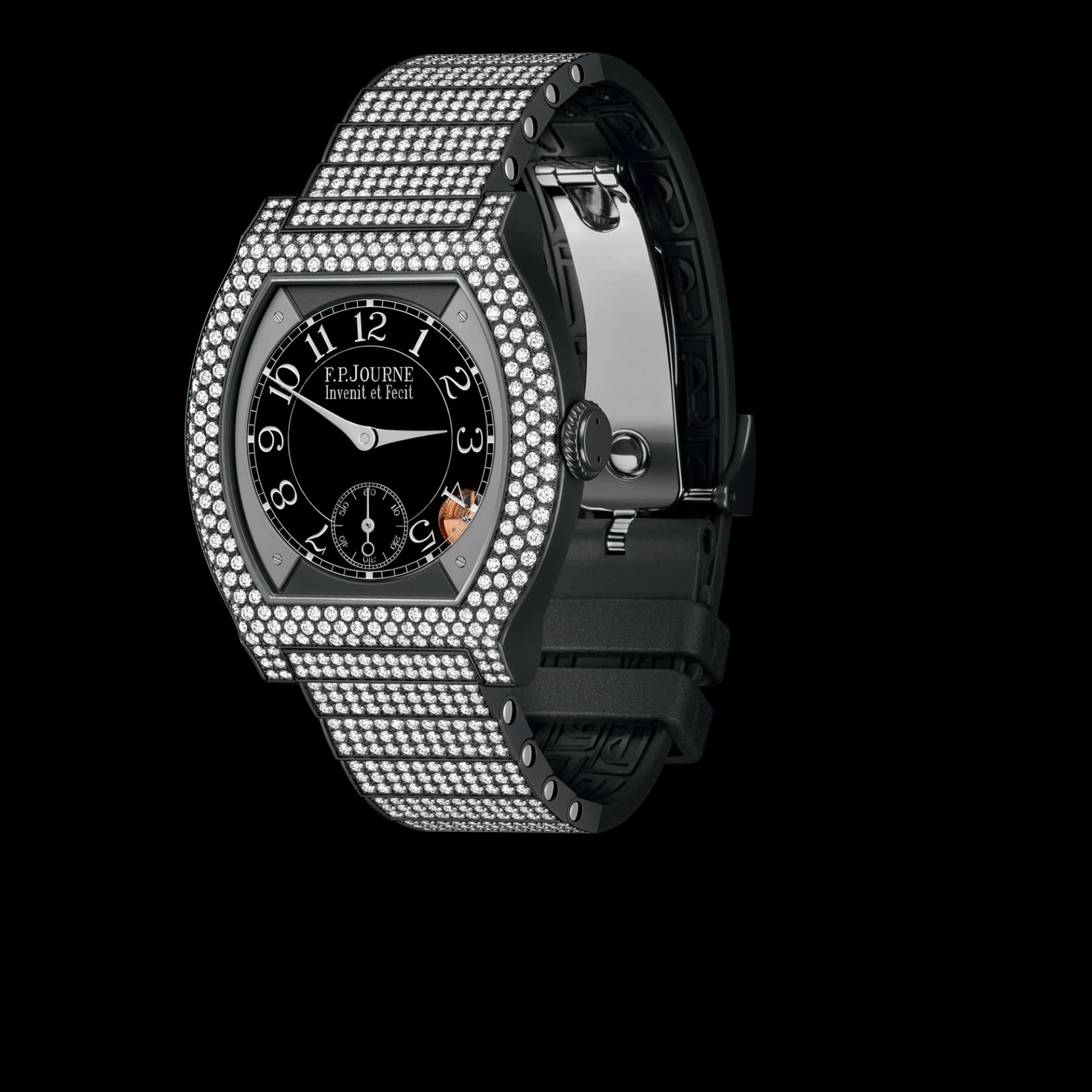 F.P. Journe Élégante 40 mm Titalyt 12 Rows of Diamonds and Set Bracelet – Siyah Kauçuk Astar 1