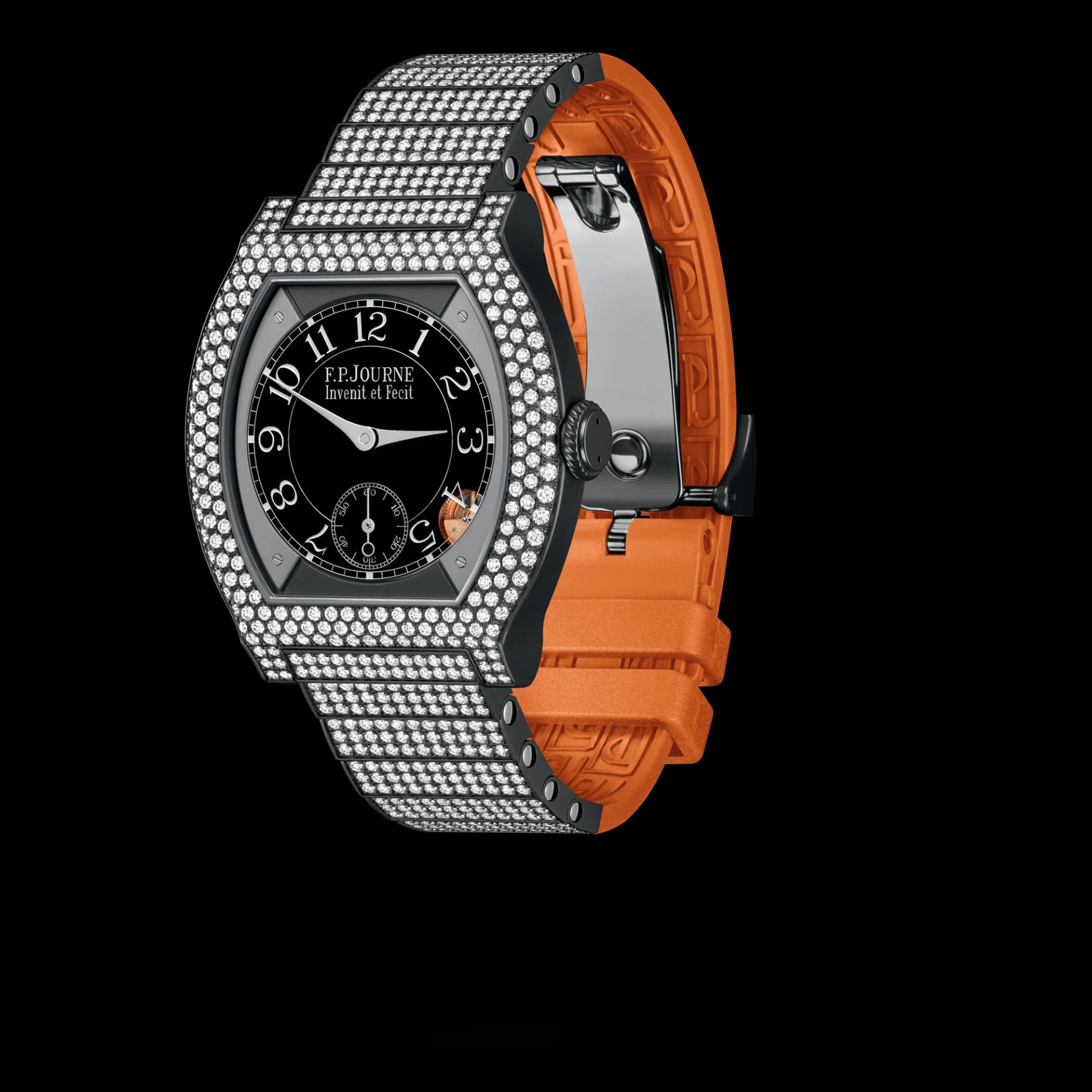 F.P. Journe Élégante 40 mm Titalyt 12 Rows of Diamonds and Set Bracelet – Turuncu Kauçuk Astar 1