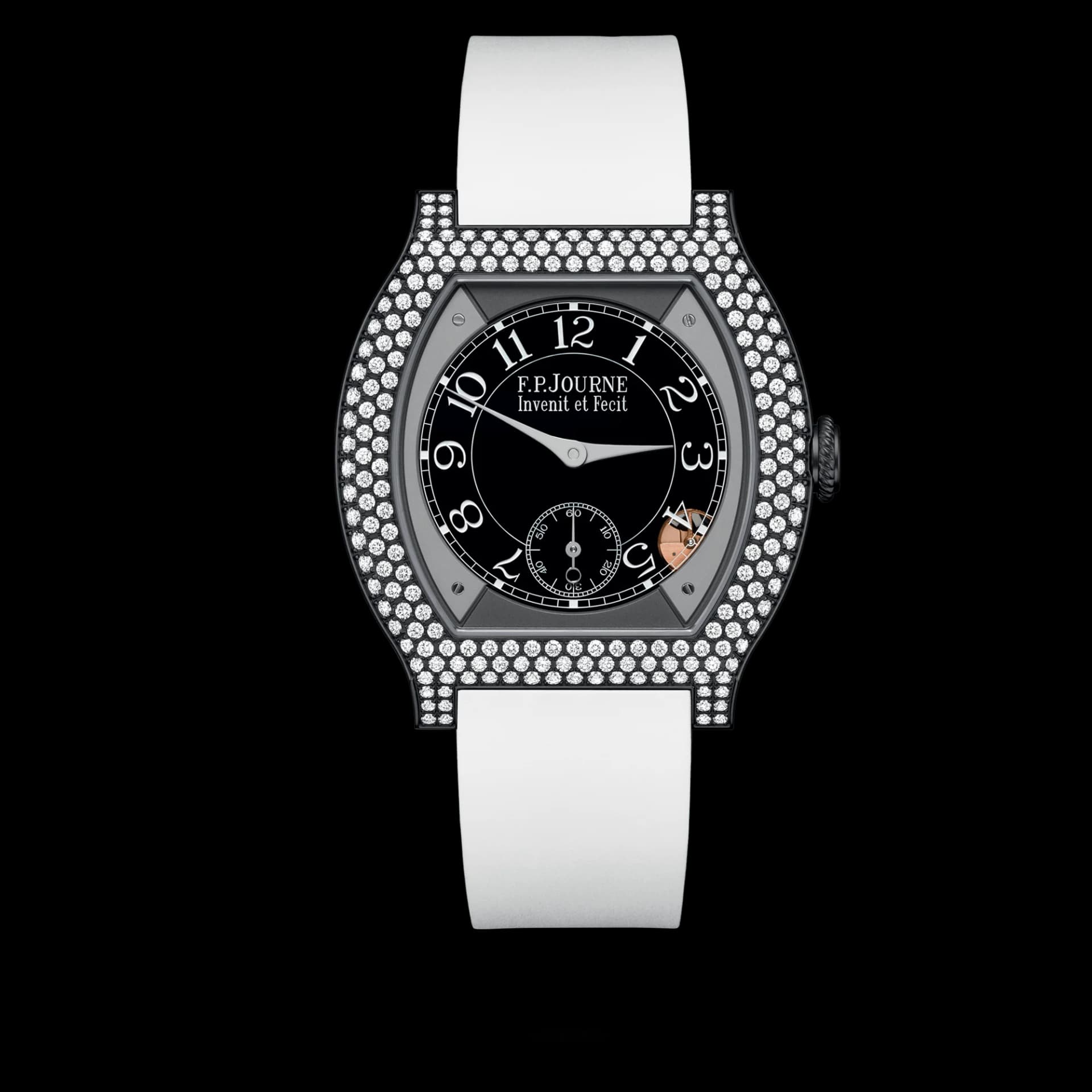 F.P. Journe Élégante 40 mm Titalyt 12 Rows of Diamonds – Beyaz Kayış 1