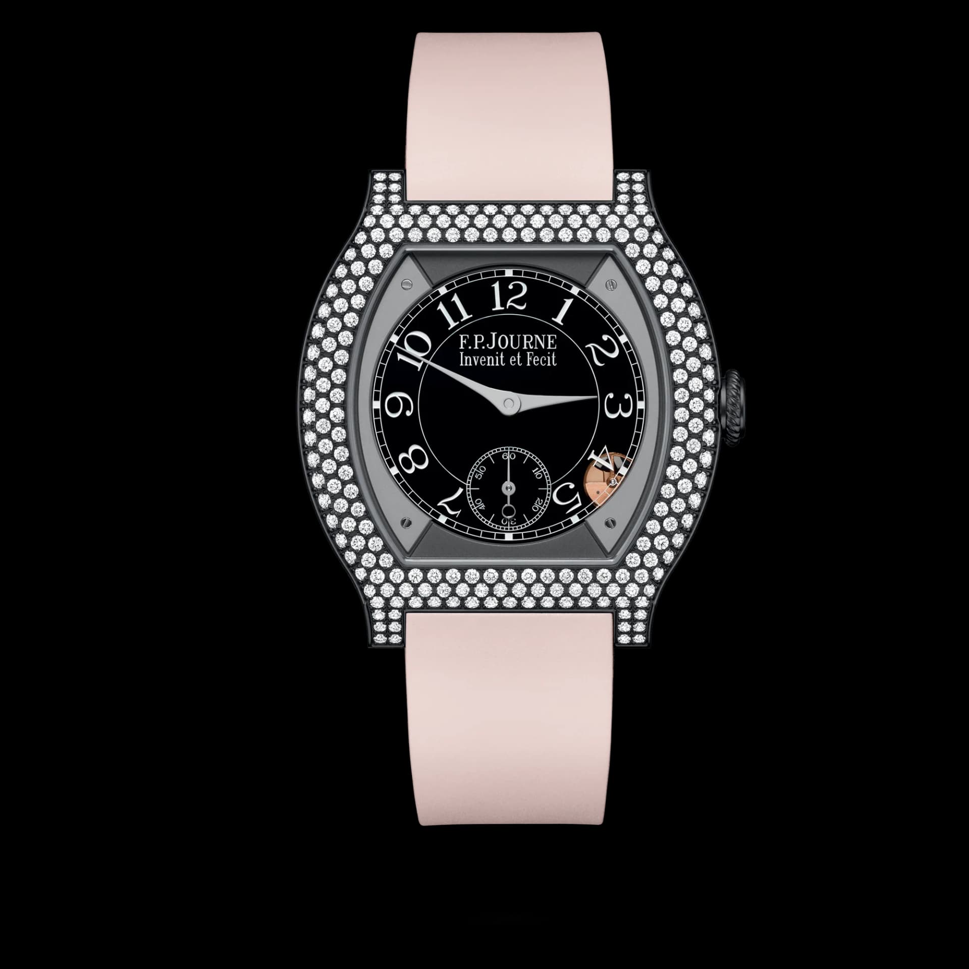 F.P. Journe Élégante 40 mm Titalyt 12 Rows of Diamonds – Pudra Pembe Kayış 1