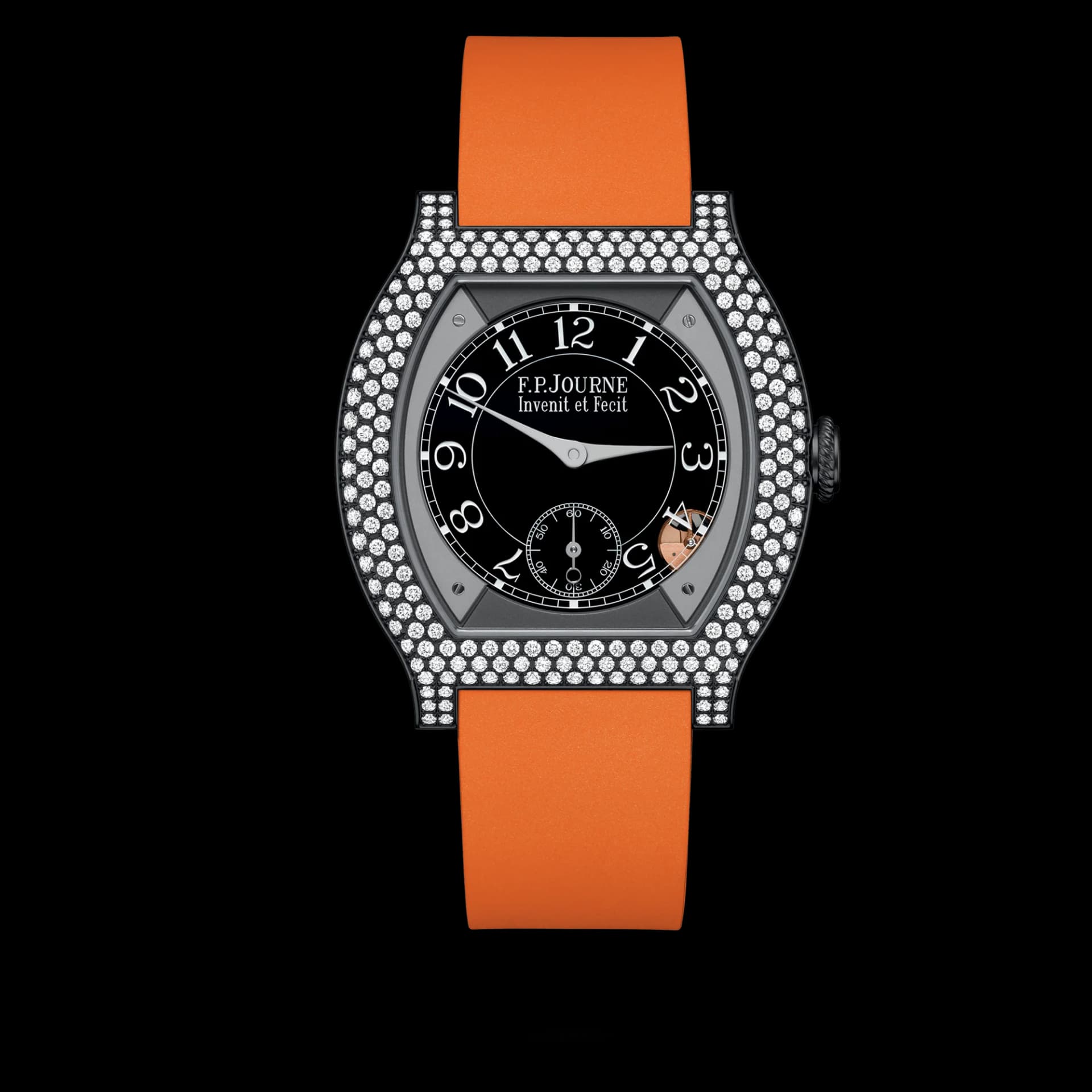 F.P. Journe Élégante 40 mm Titalyt 12 Rows of Diamonds – Turuncu Kayış 1