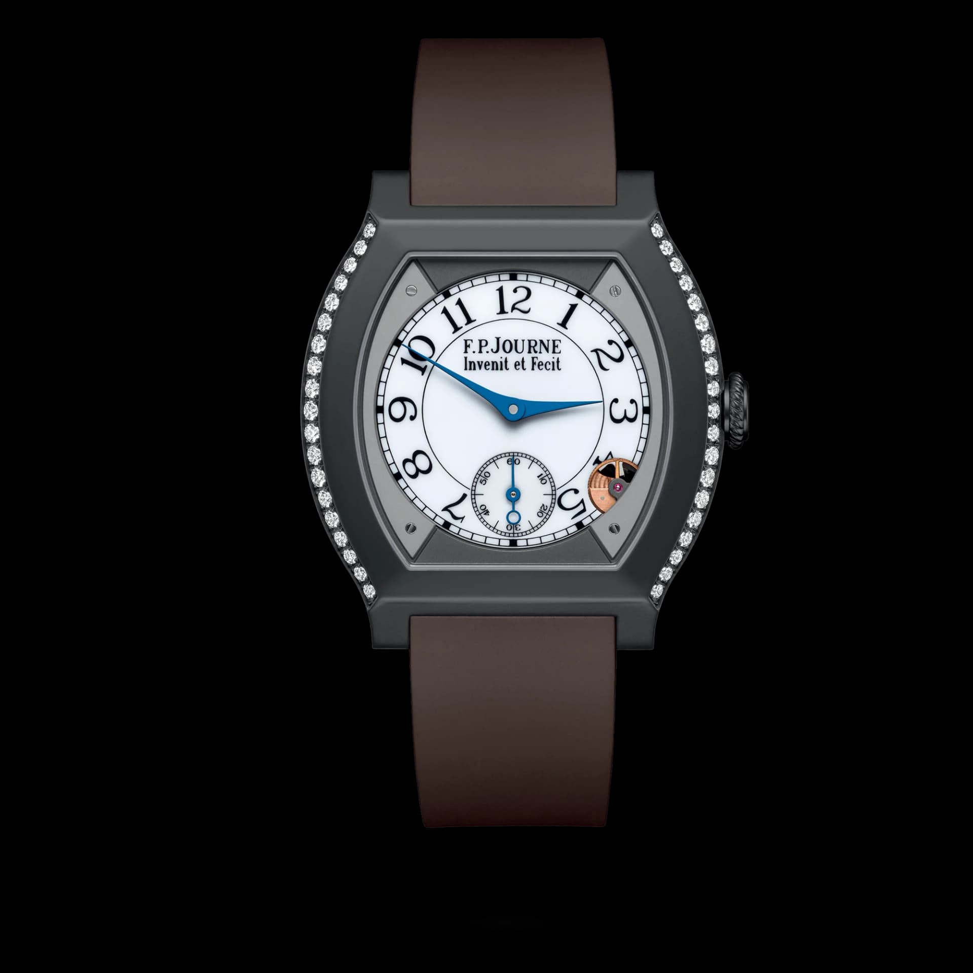 F.P. Journe Élégante 40 mm Titalyt 2 Rows of Diamonds – Çikolata Kayış 1