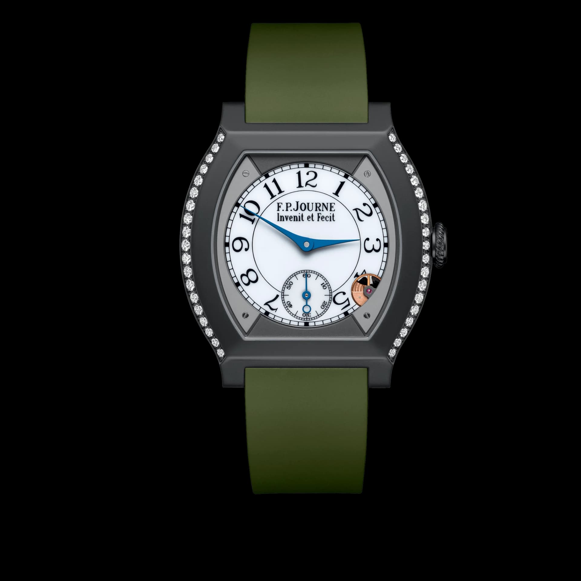 F.P. Journe Élégante 40 mm Titalyt 2 Rows of Diamonds – Haki Yeşil Kayış 1