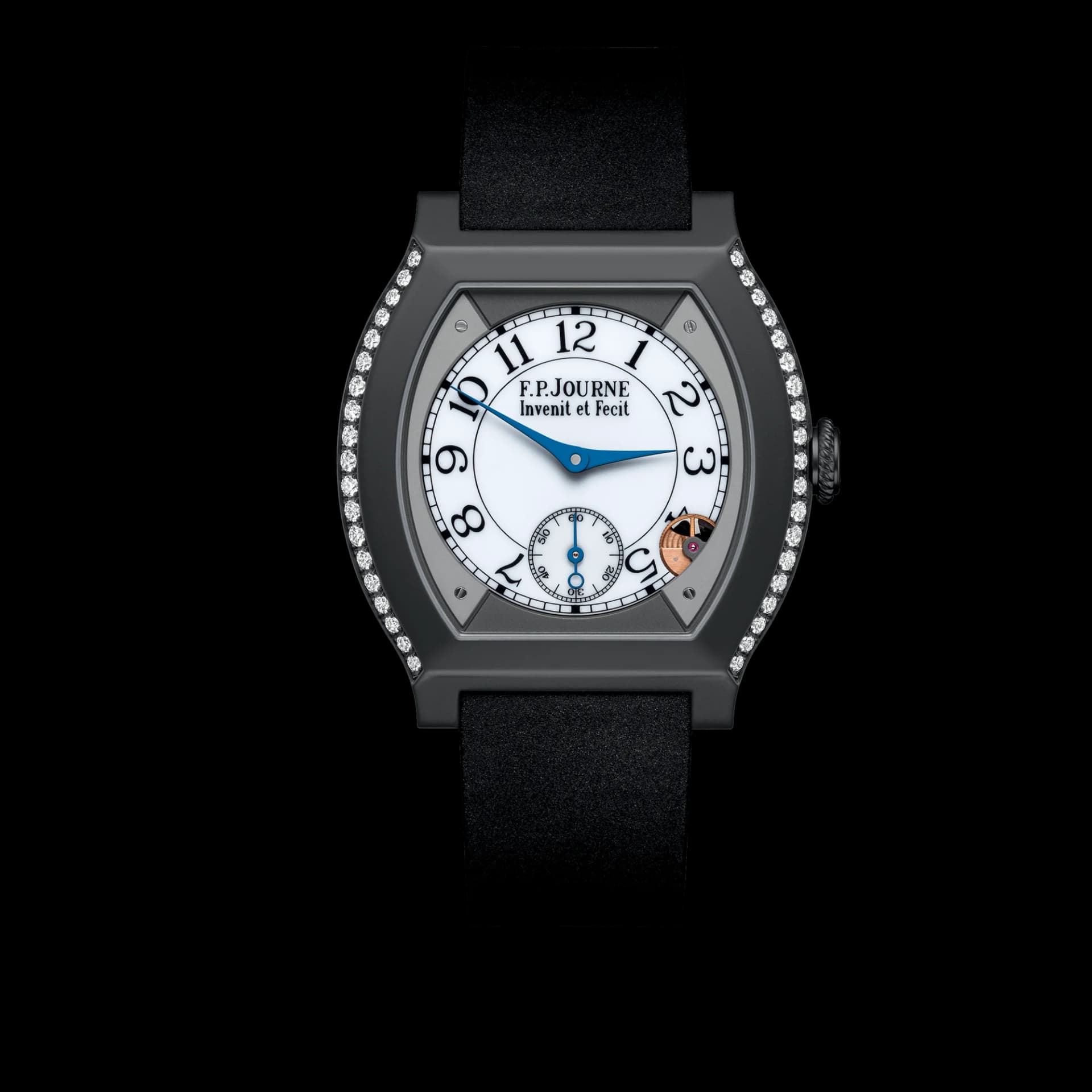 F.P. Journe Élégante 40 mm Titalyt 2 Rows of Diamonds – Siyah Kayış 1