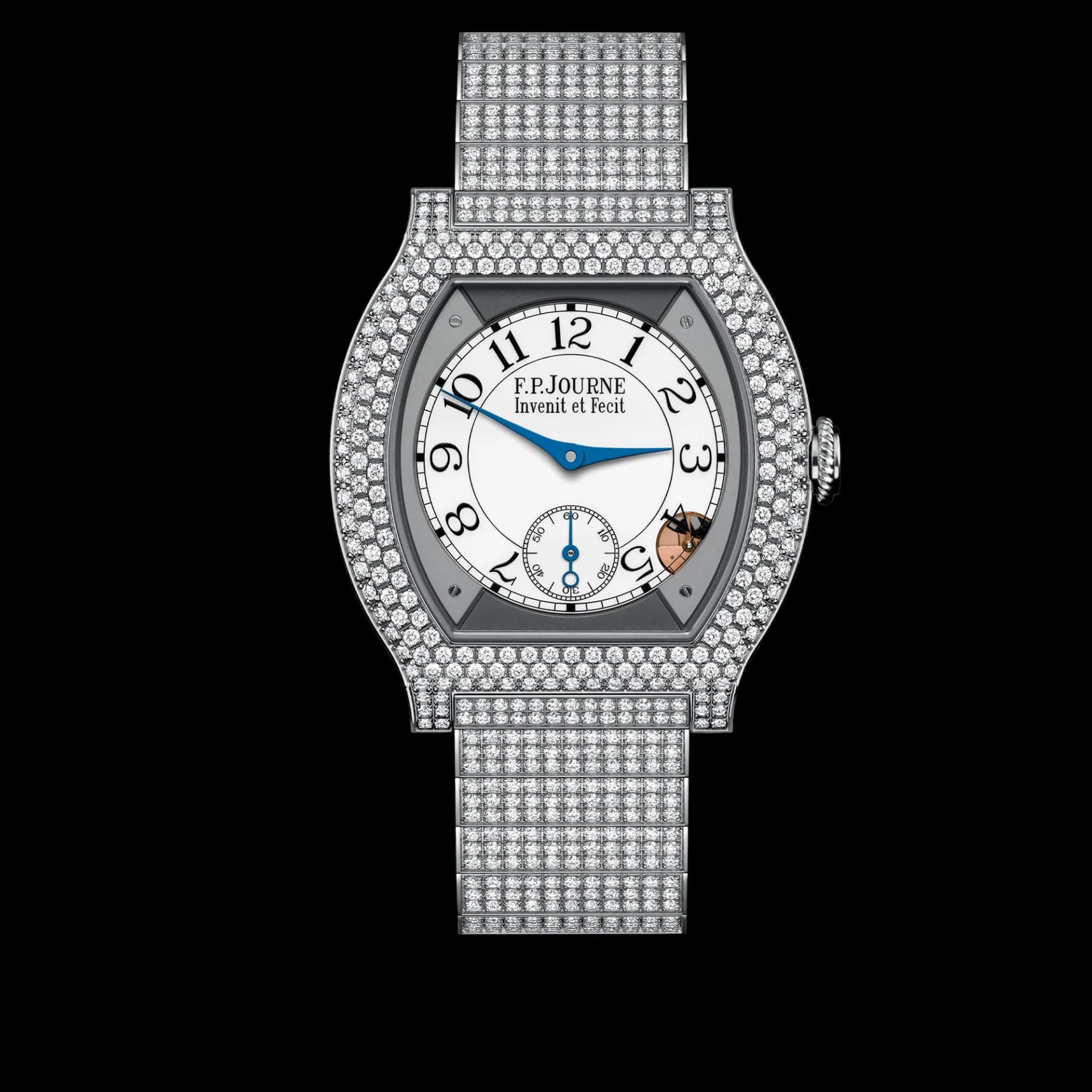 F.P. Journe Élégante 40 mm Titanium 12 Rows of Diamonds and Set Bracelet – Gece Mavisi Kauçuk Astar 2