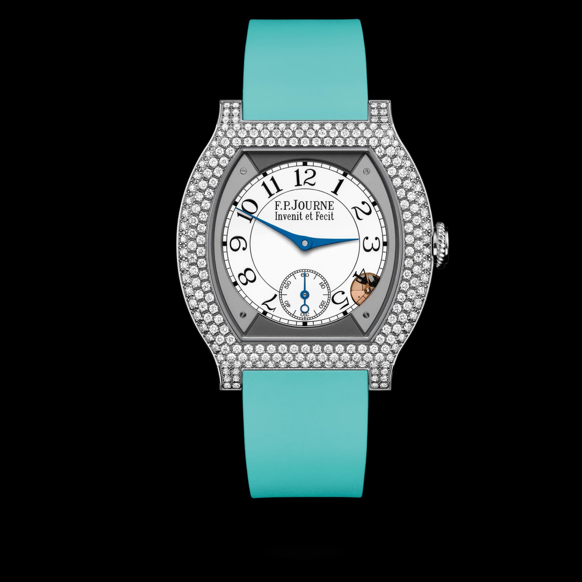 F.P. Journe Élégante 40 mm Titanium 12 Rows of Diamonds – Turkuaz Kayış 1