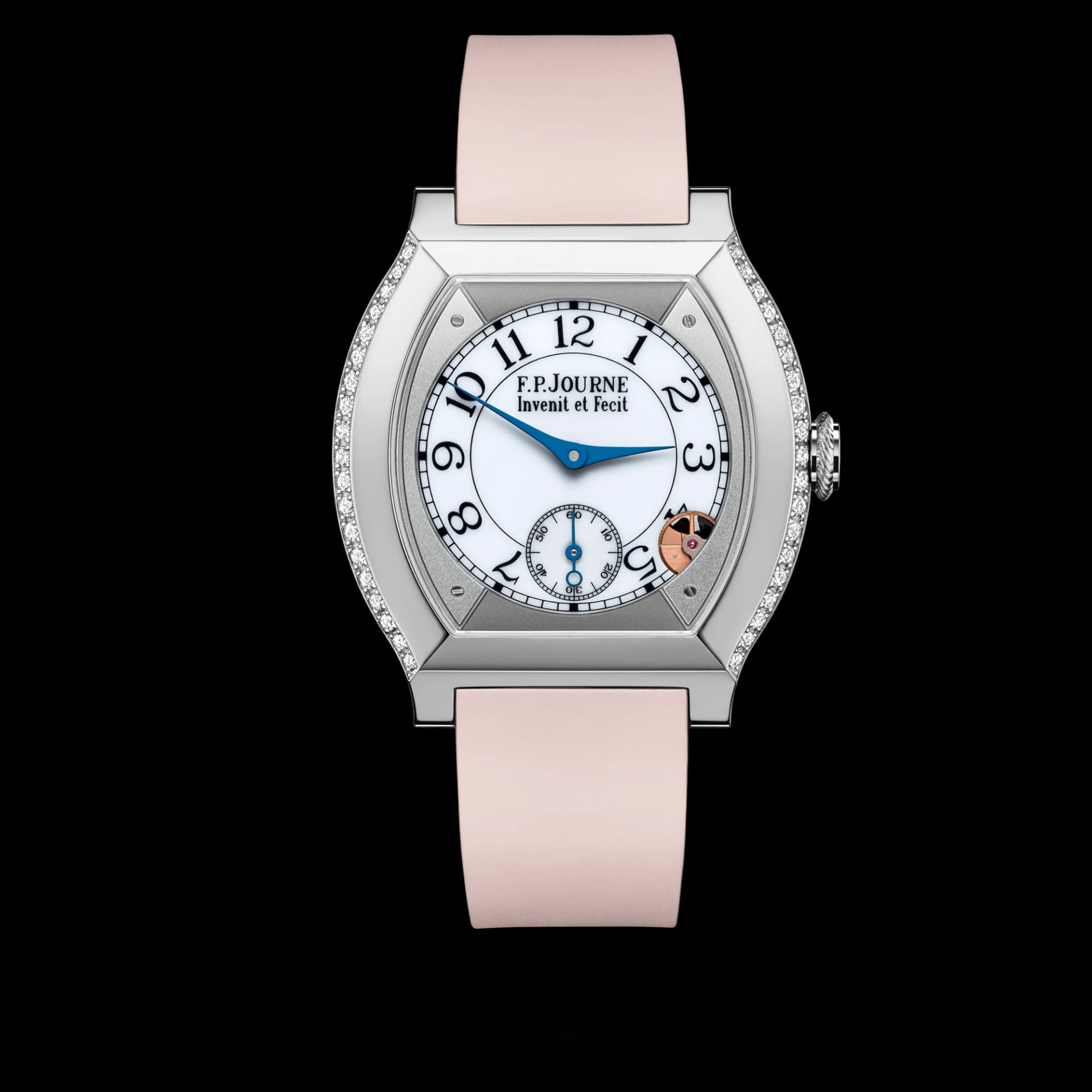 F.P. Journe Élégante 40 mm Titanium 2 Rows of Diamonds – Pudra Pembe Kayış 1