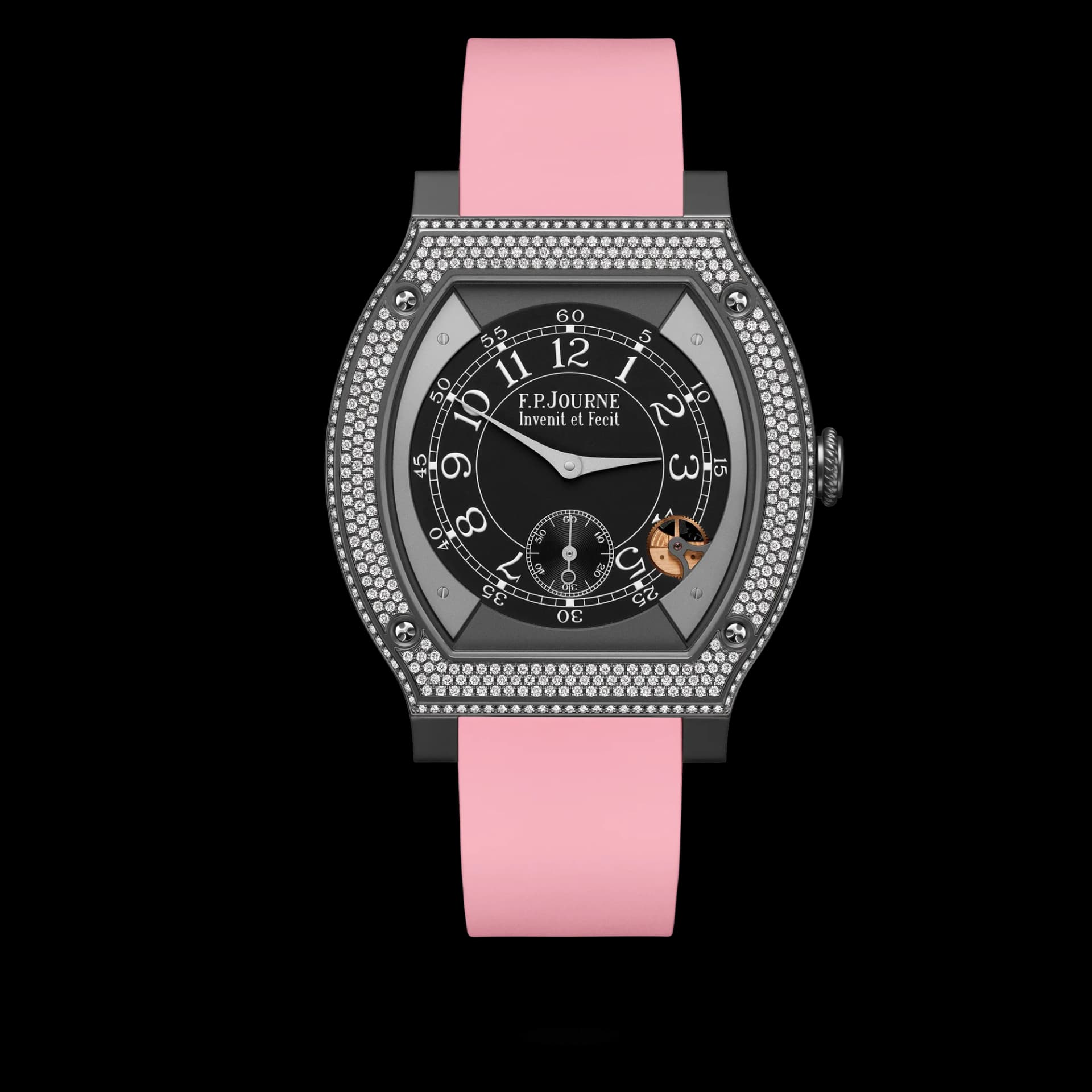 F.P. Journe Élégante 48 mm Titalyt Set with Diamonds – Açık Pembe Kayış 1