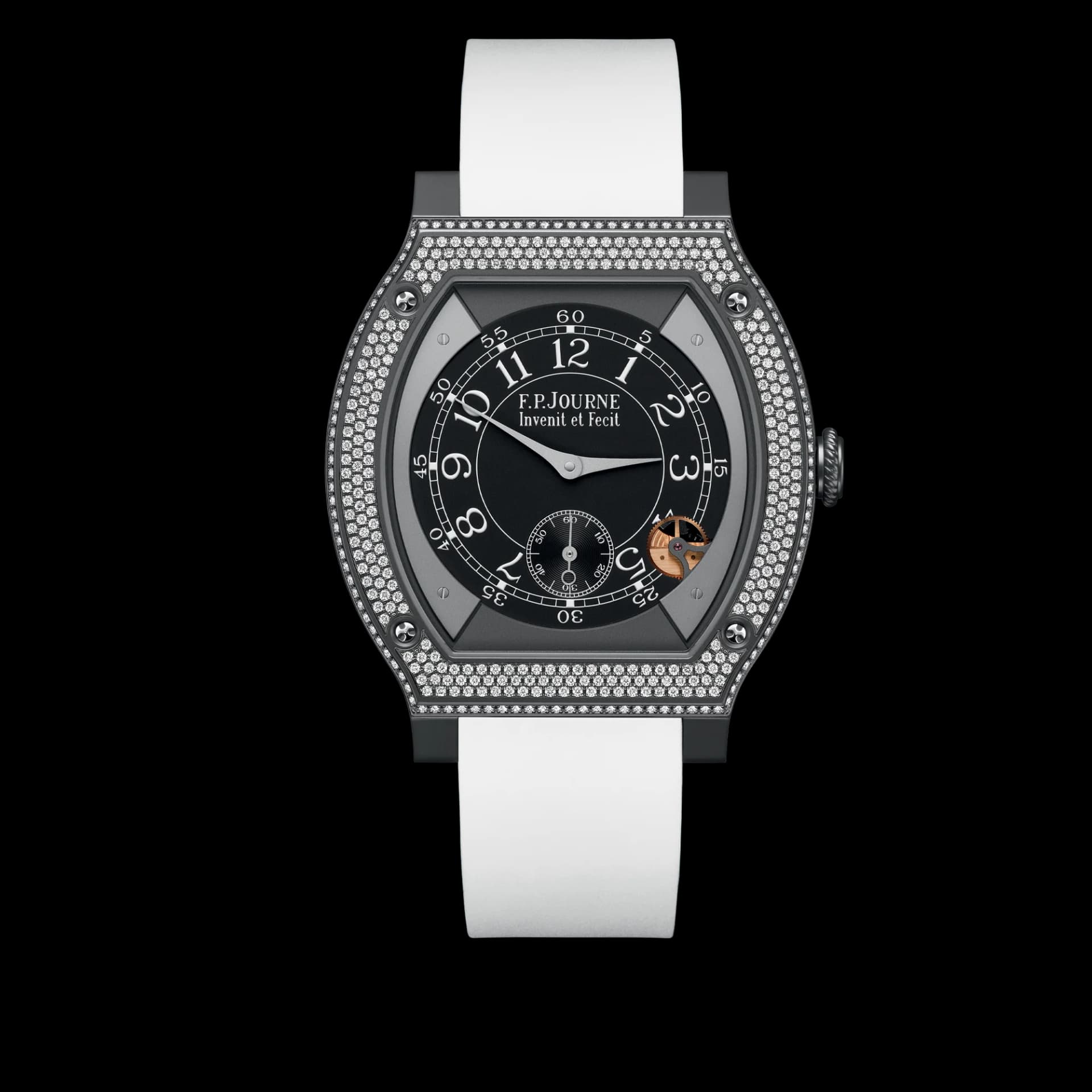 F.P. Journe Élégante 48 mm Titalyt Set with Diamonds – Beyaz Kayış