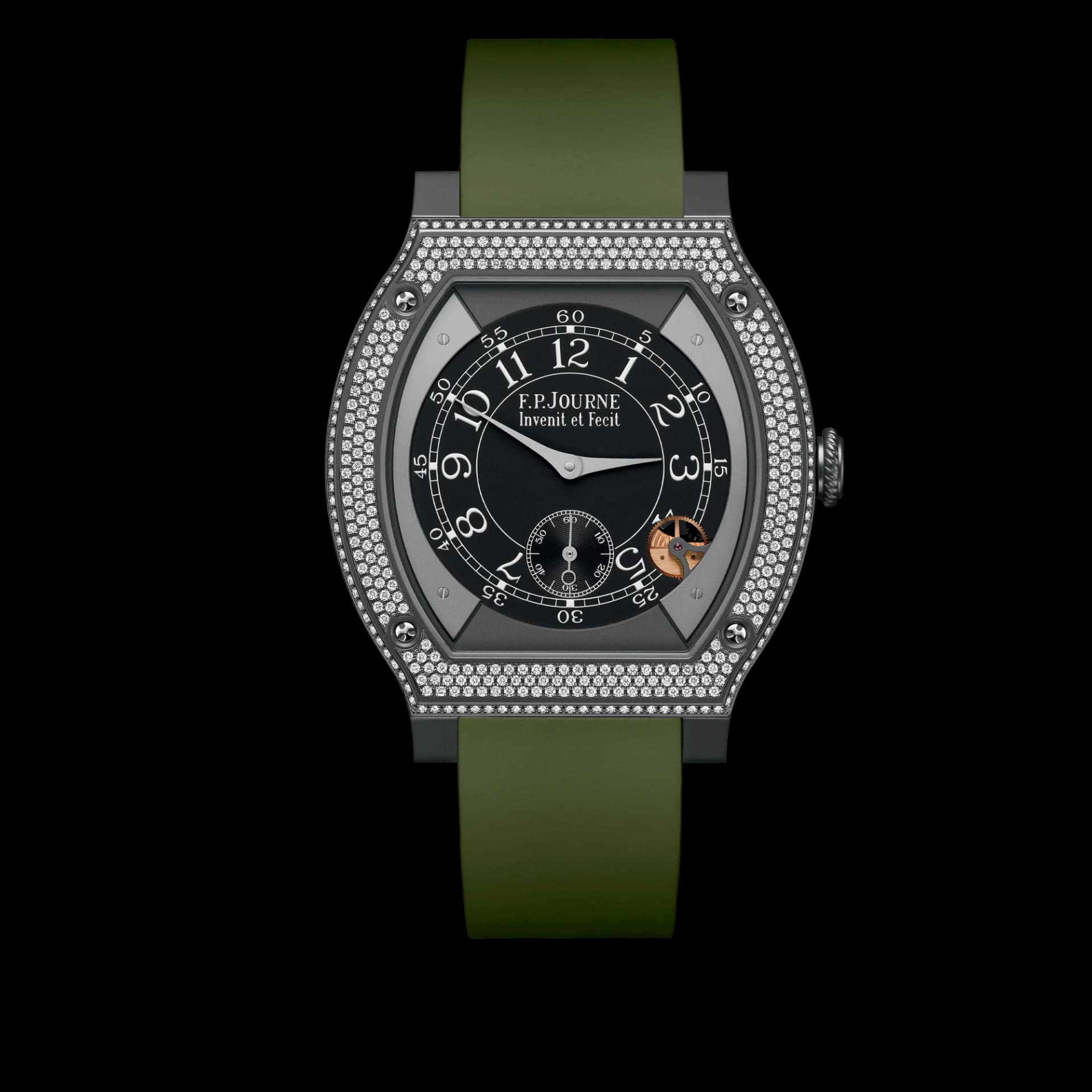 F.P. Journe Élégante 48 mm Titalyt Set with Diamonds – Haki Yeşil Kayış 1