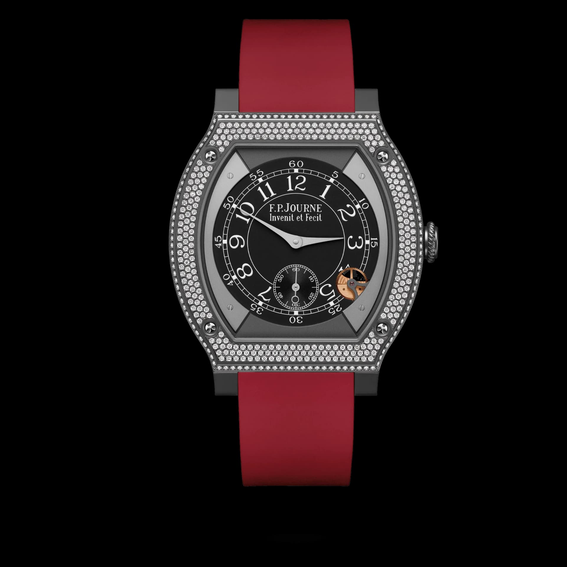 F.P. Journe Élégante 48 mm Titalyt Set with Diamonds – Kırmızı Kayış