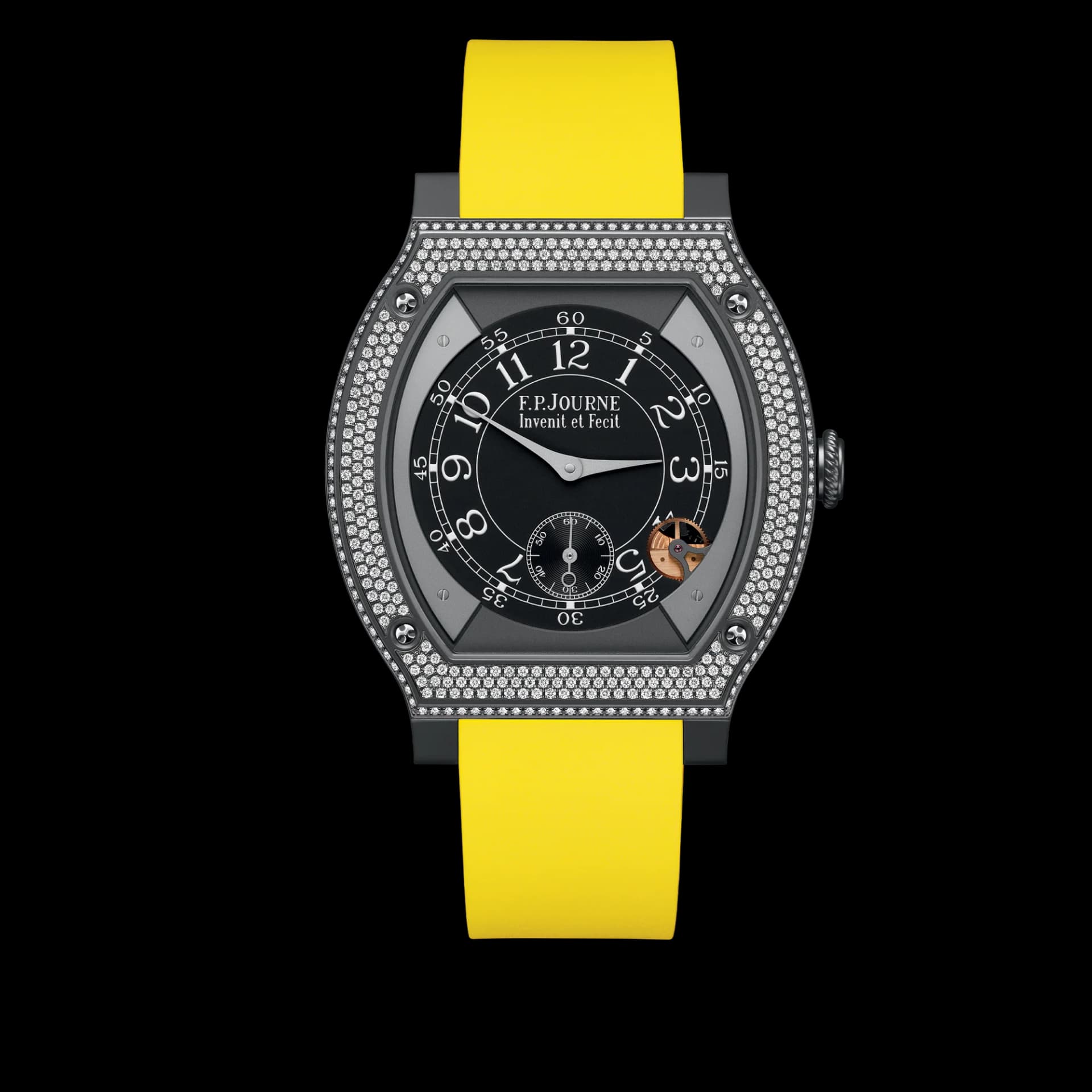 F.P. Journe Élégante 48 mm Titalyt Set with Diamonds – Sarı Kayış