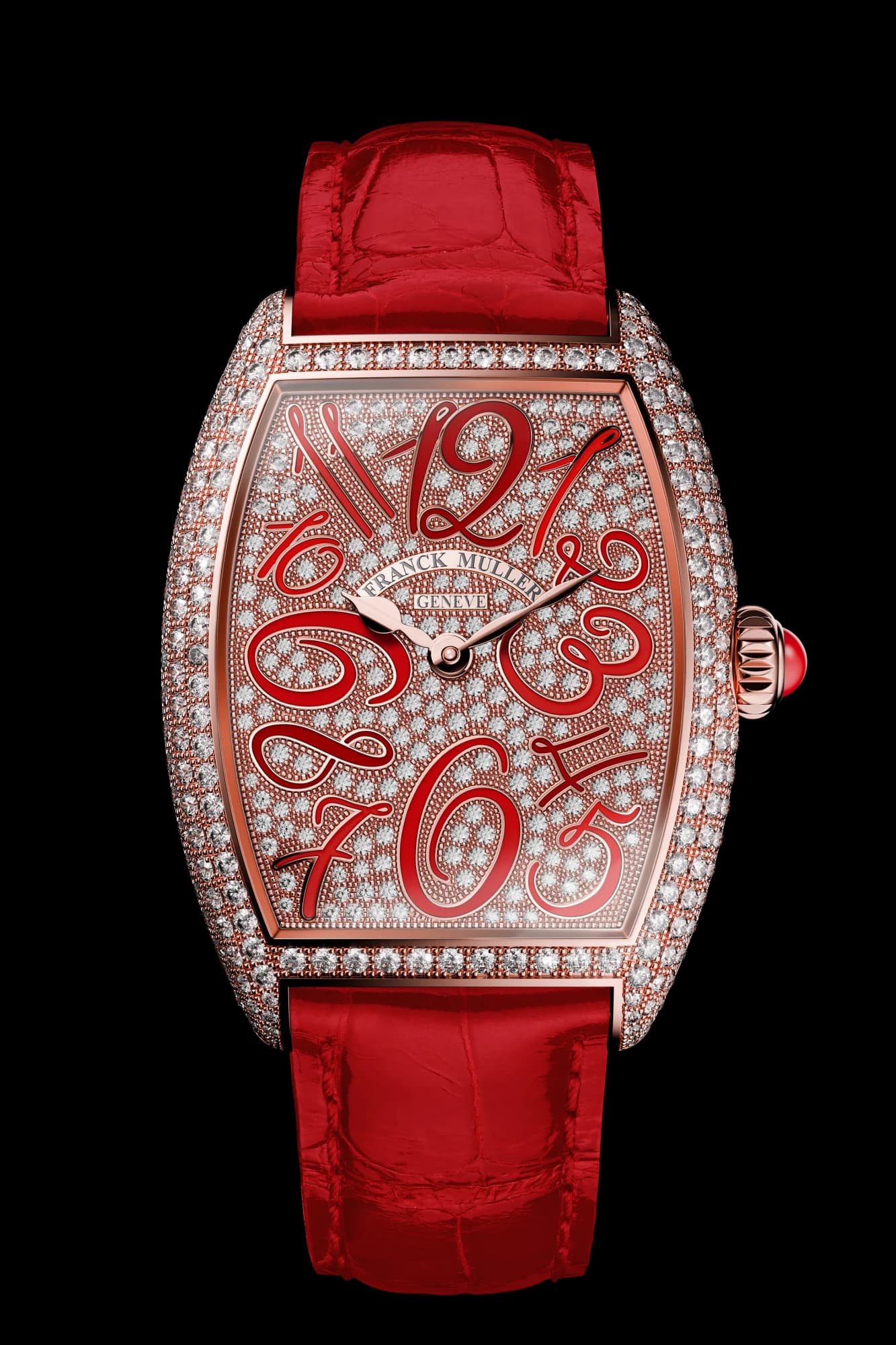 Franck Muller Cintrée Curvex Color Medley – Rose Gold, Diamond Dial, Diamonds, Red 1