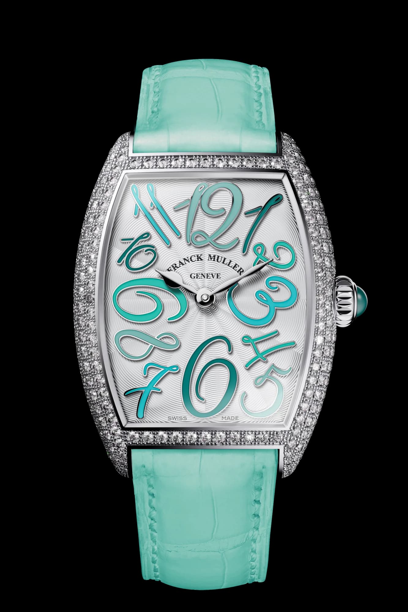 Franck Muller Cintrée Curvex Color Medley – Steel, Diamonds, White, Turquoise 1