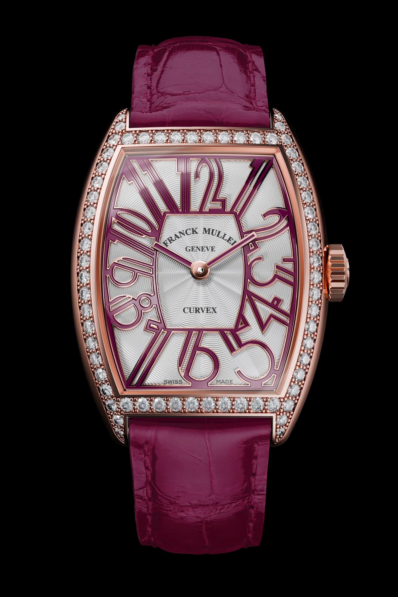 Franck Muller Cintrée Curvex Gatsby – Rose Gold, Diamonds, White, Purple 1
