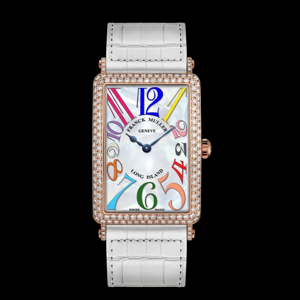 Franck Muller Long Island 952 – Rose Gold, Mother-of-Pearl, Color Dreams, Diamonds, Blue, White Strap 1