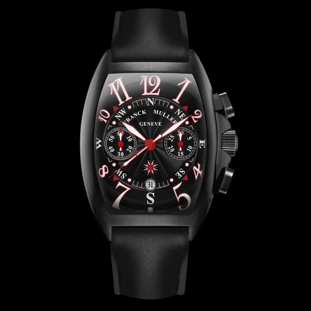Franck Muller Mariner Chronograph – White Gold, Black, Red Numerals, Black Strap 1