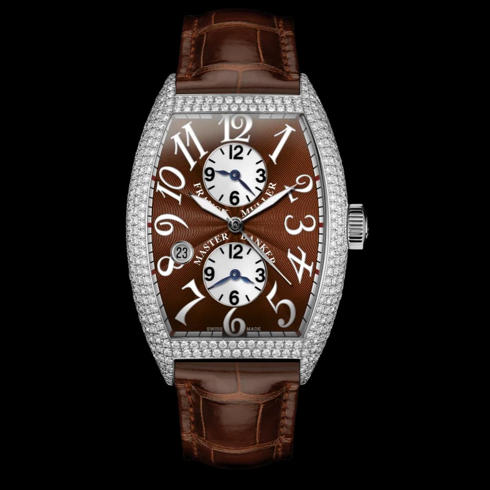Franck Muller Master Banker – White Gold, Diamonds, Chocolate, Brown Strap 1