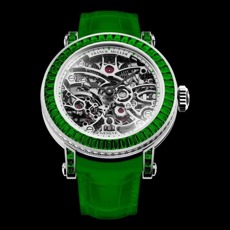 Franck Muller Round Skeleton Baguette – White Gold, Emeralds 1