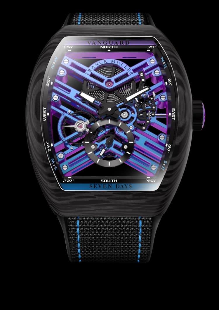 Franck Muller Vanguard New Tone Skeleton 41 – Carbon, Blue 1