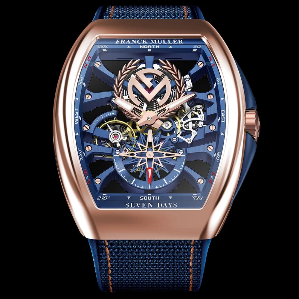 Franck Muller Vanguard Yachting Anchor Skeleton Franck Muller Emblem – Rose Gold, Blue 1