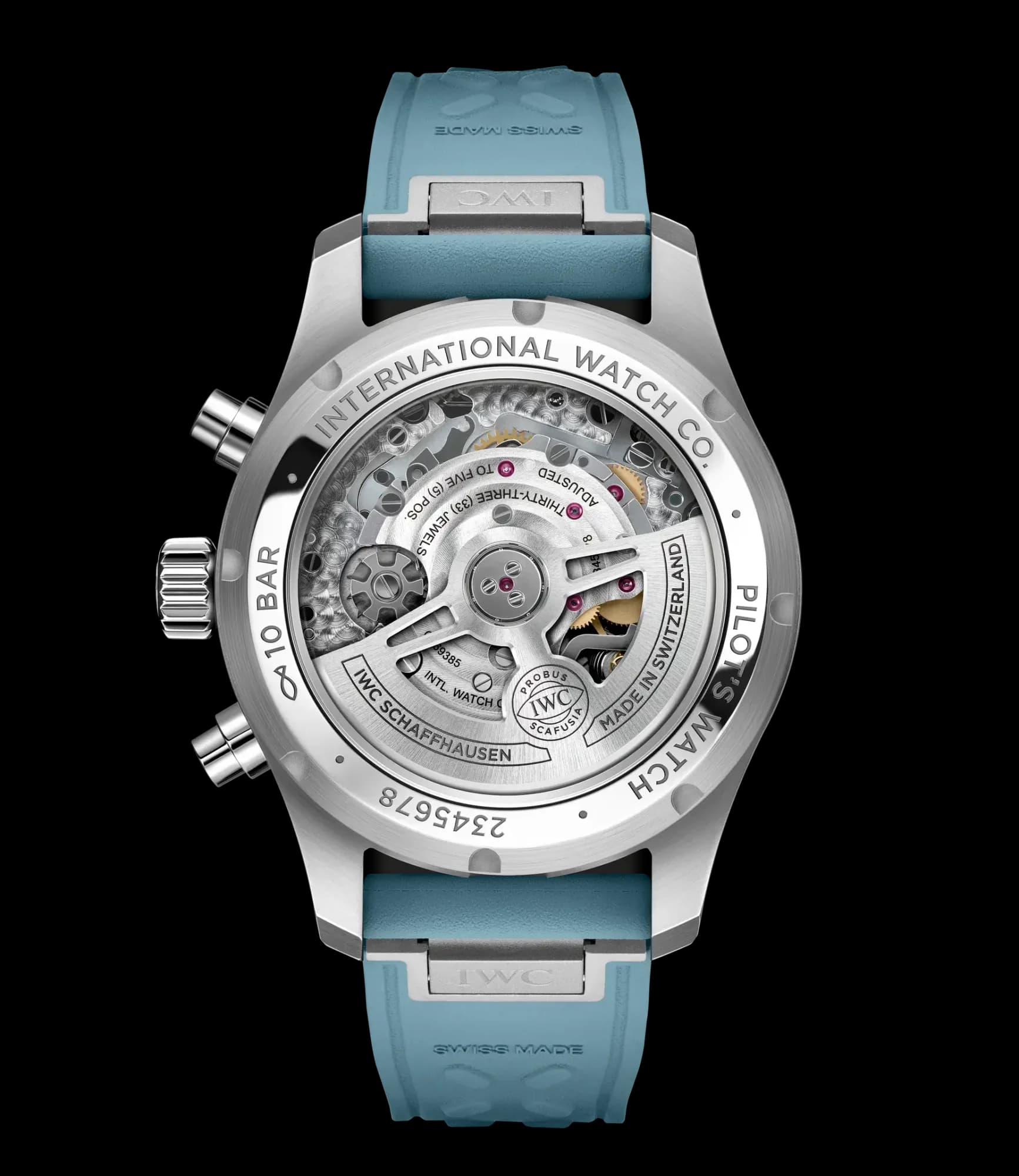 IWC Schaffhausen Pilot's Watch Chronograph 41 – Çelik, Mavi Kadran, Açık Mavi Kauçuk Kayış 2