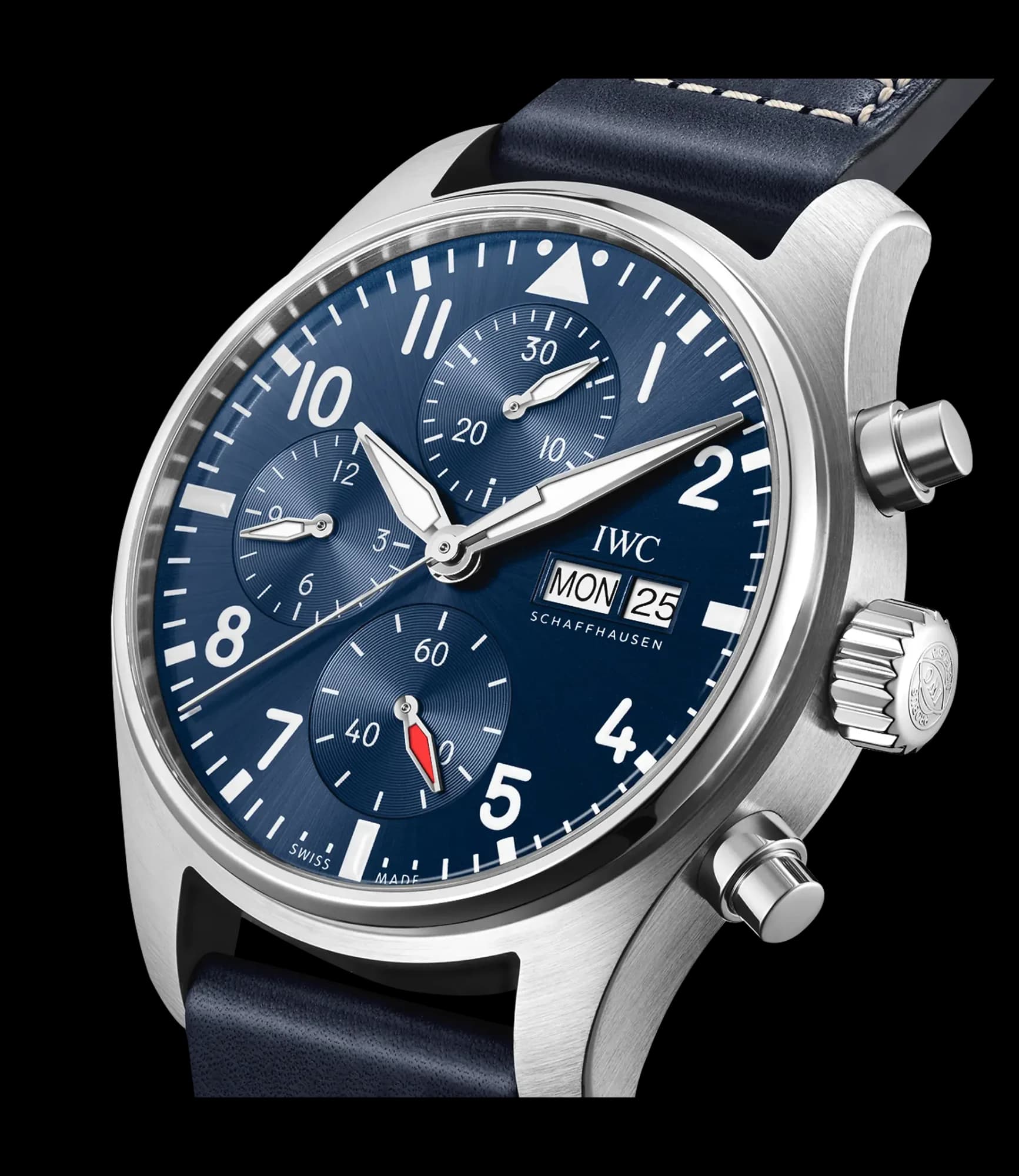 IWC Schaffhausen Pilot's Watch Chronograph 41 – Çelik, Mavi Kadran, Mavi Deri Kayış 3