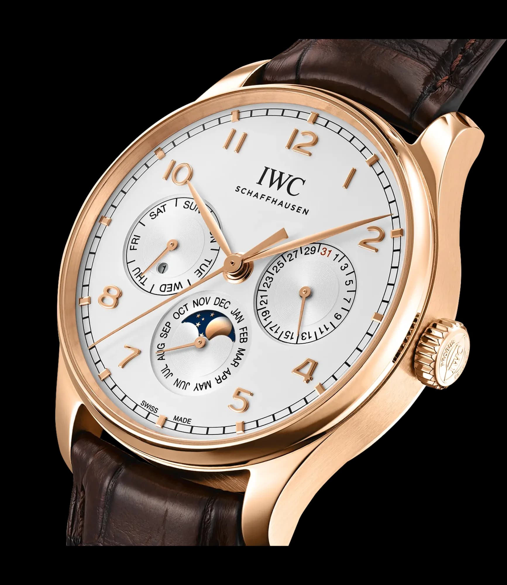 IWC Schaffhausen Portugieser Perpetual Calendar 42 – 5N Altın, Gümüş Kadran 3