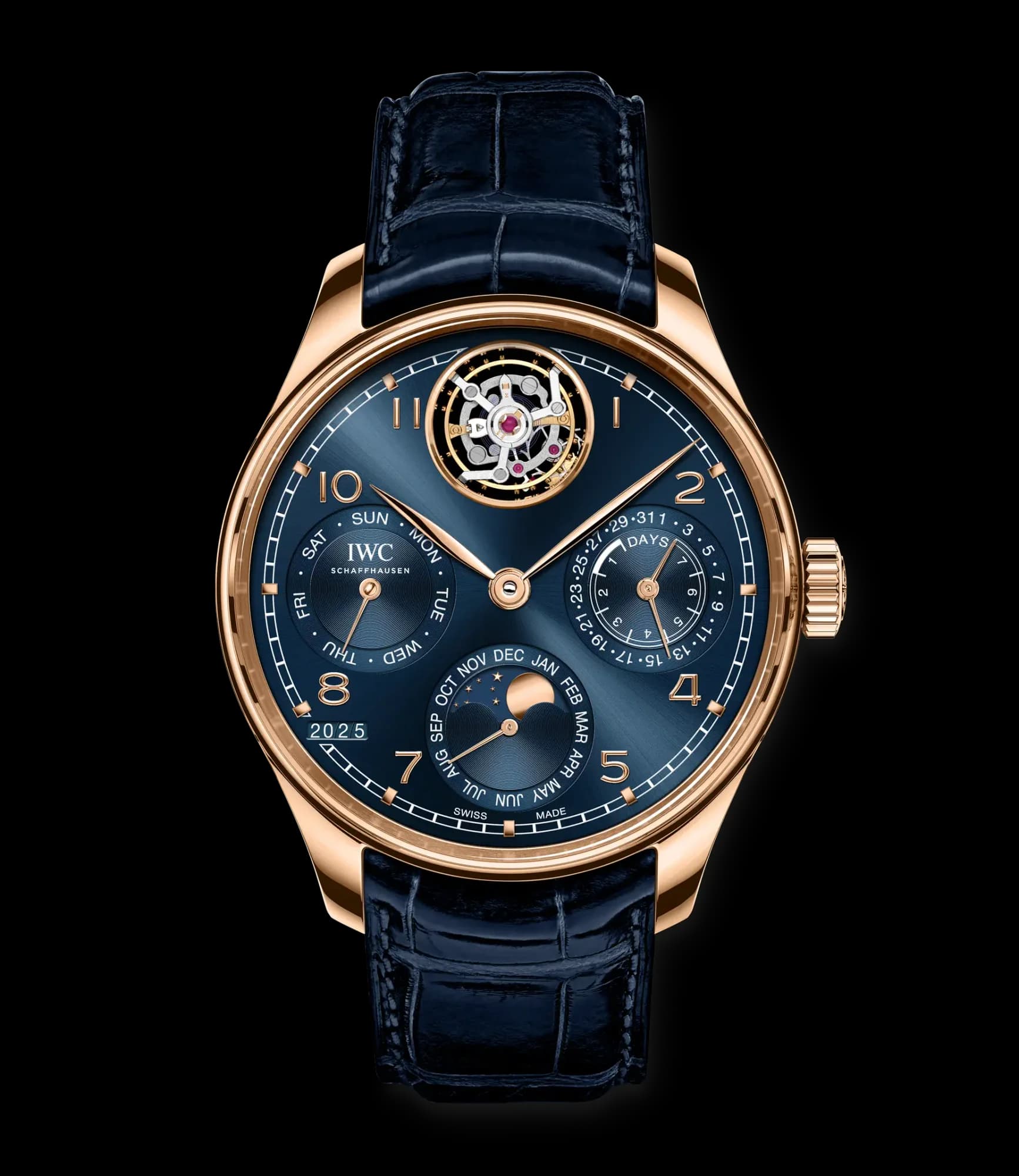 IWC Schaffhausen Portugieser Perpetual Calendar Tourbillon – Armor Gold, Mavi Kadran