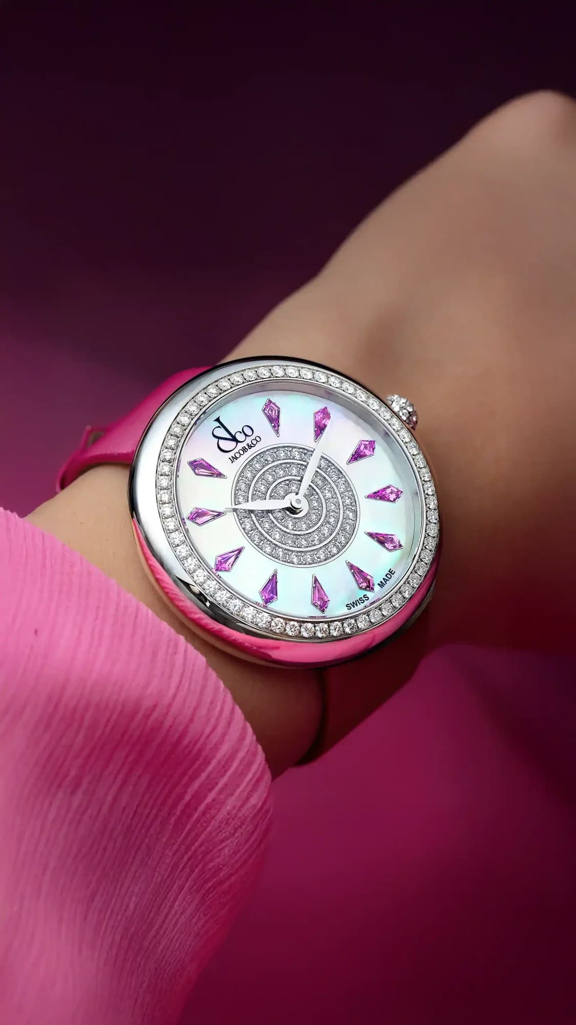 Jacob & Co. Brilliant – Pink Sapphires in Stainless Steel (34 mm) 2
