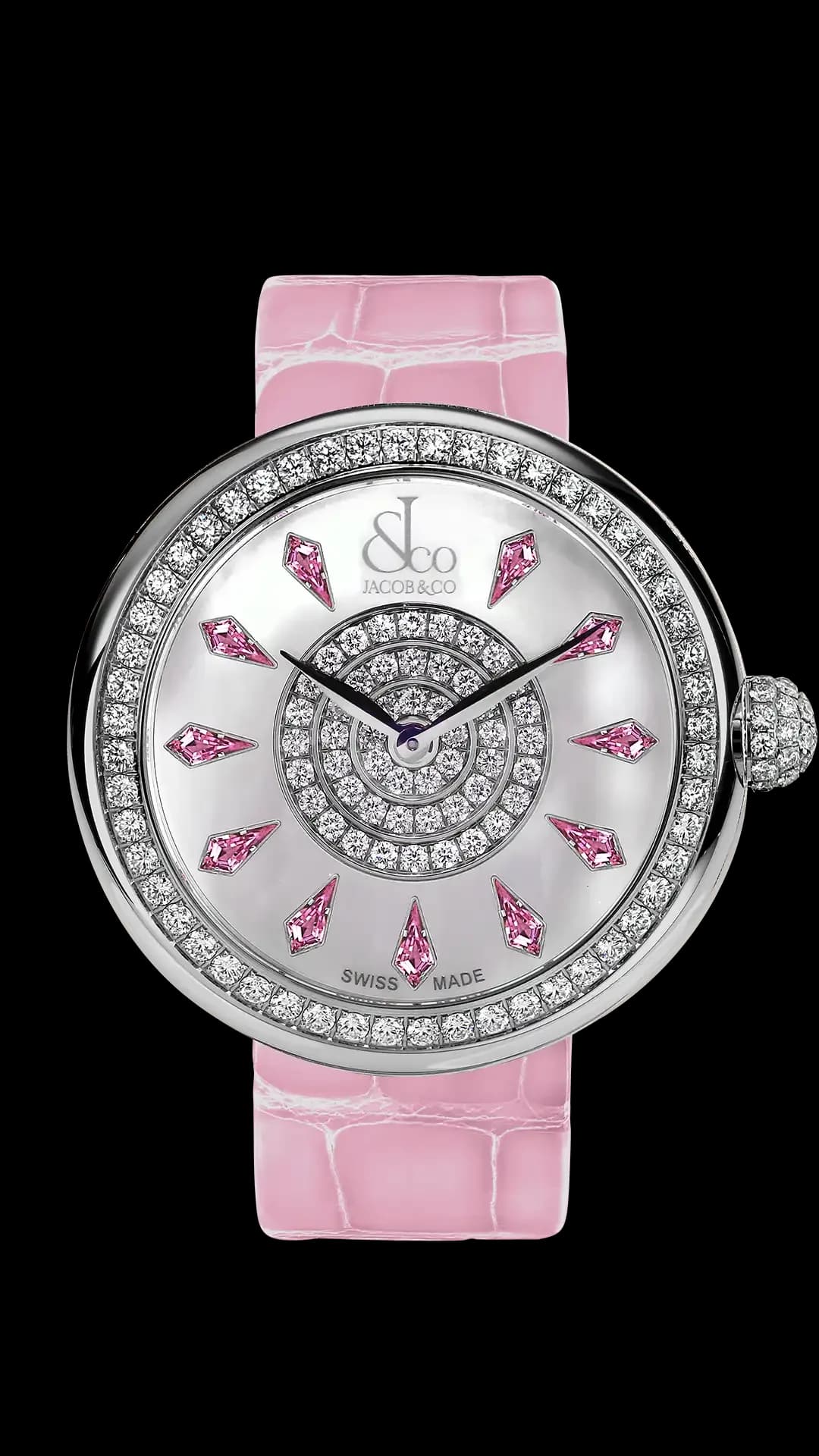Jacob & Co. Brilliant – Pink Sapphires in Stainless Steel (38 mm) 1