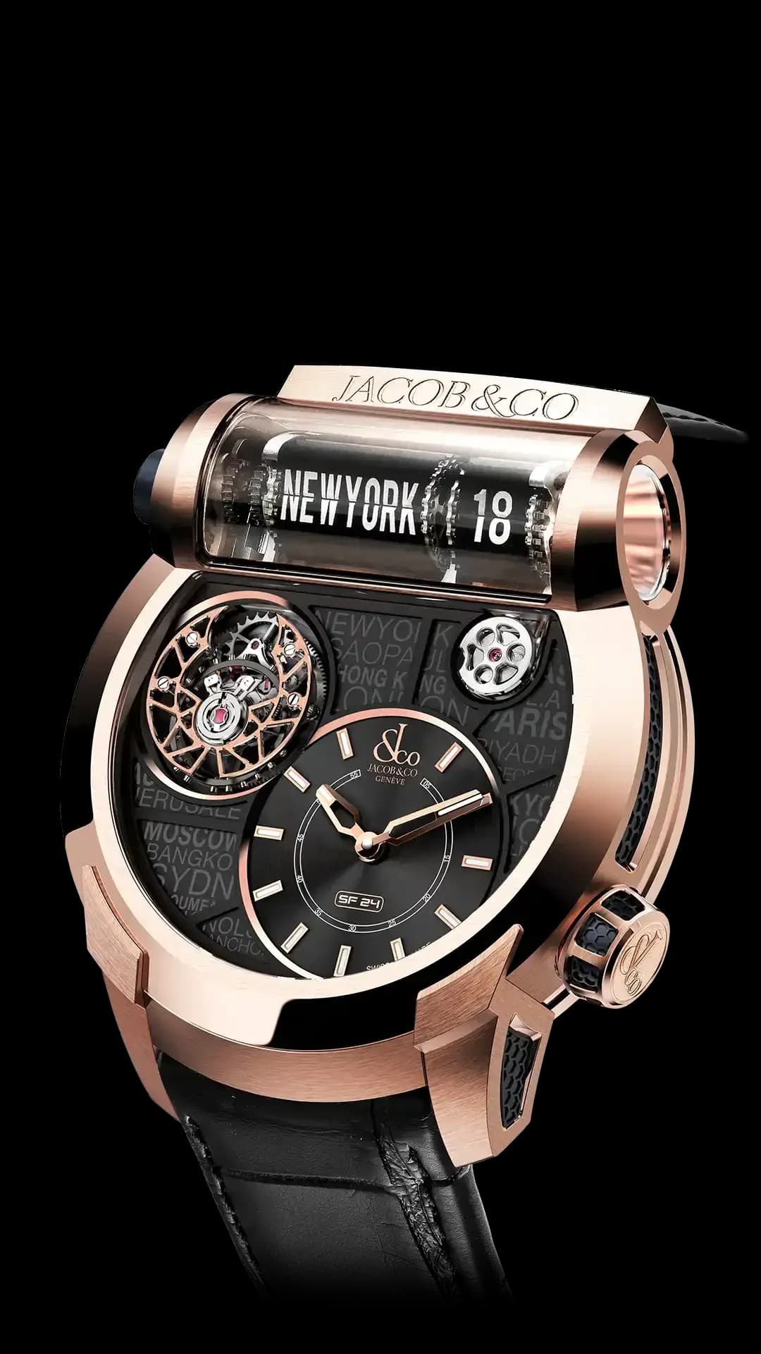 Jacob & Co. Epic SF24 Tourbillon – Rose Gold Black PVD Grid Dial 1
