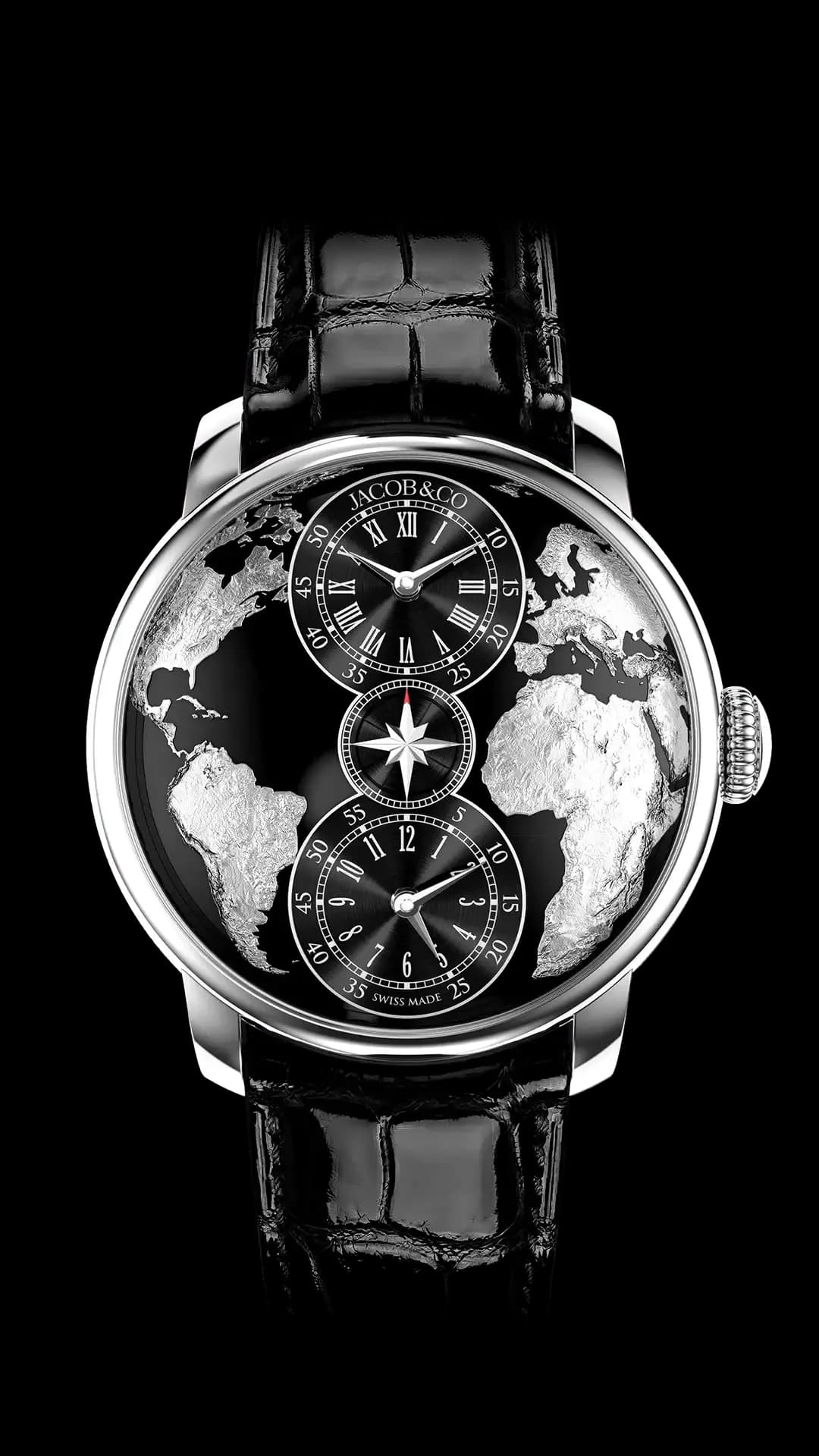 Jacob & Co. The World is Yours Dual Time Zone – Black (Stainless Steel) 1